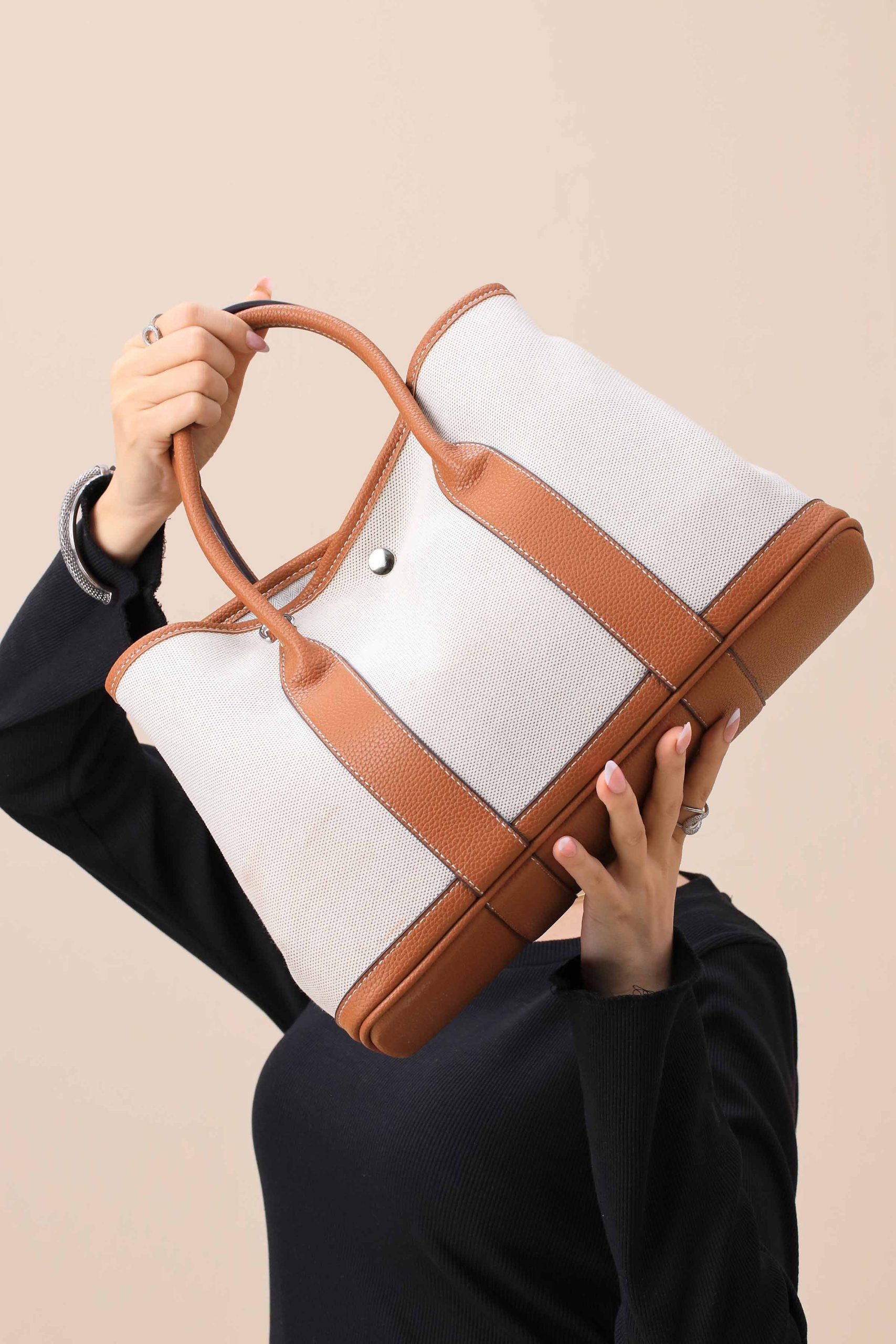 White & Brown Shoulder Bag-445452112 - Image 5