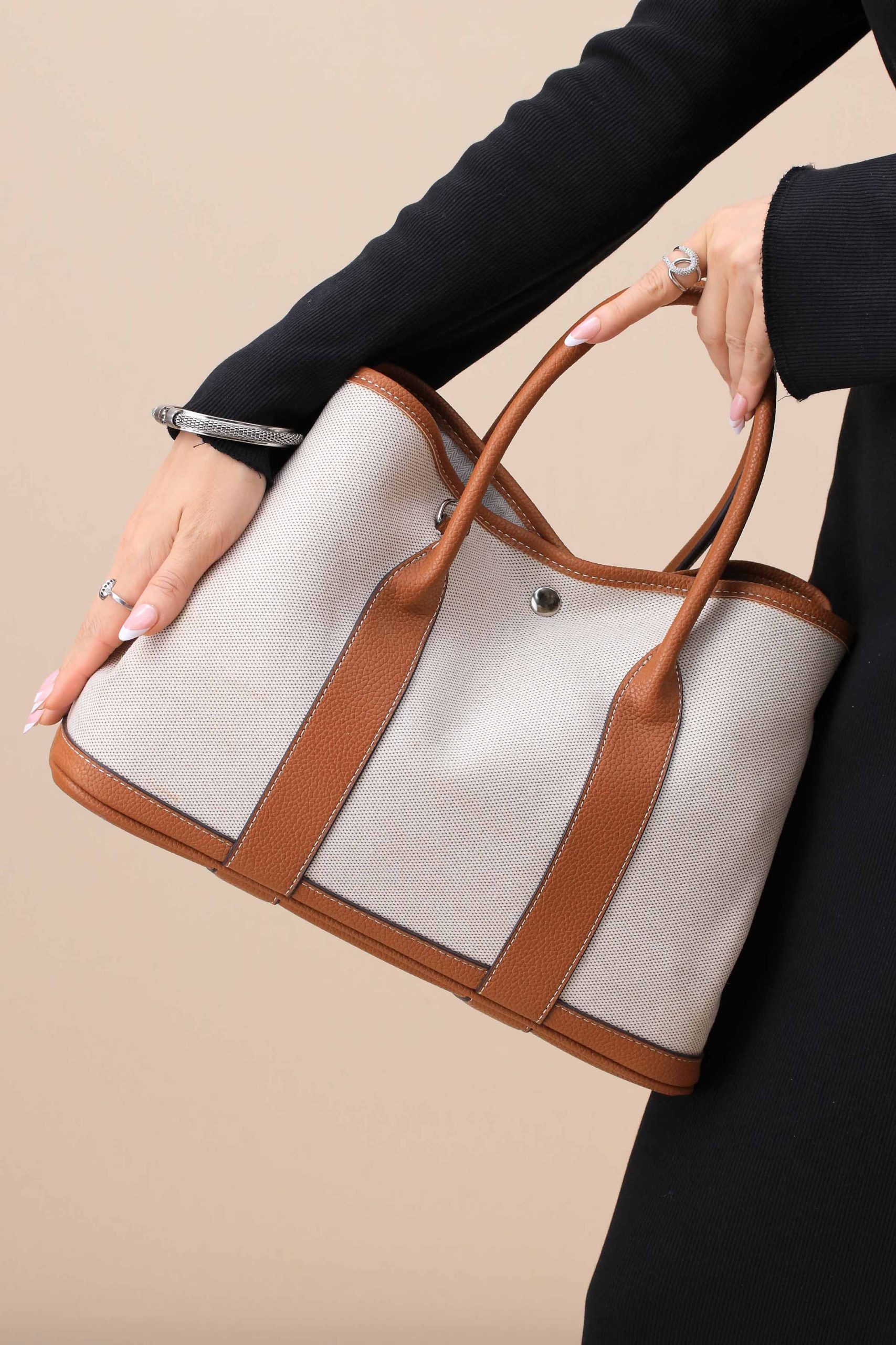White & Brown Shoulder Bag-445452112 - Image 3