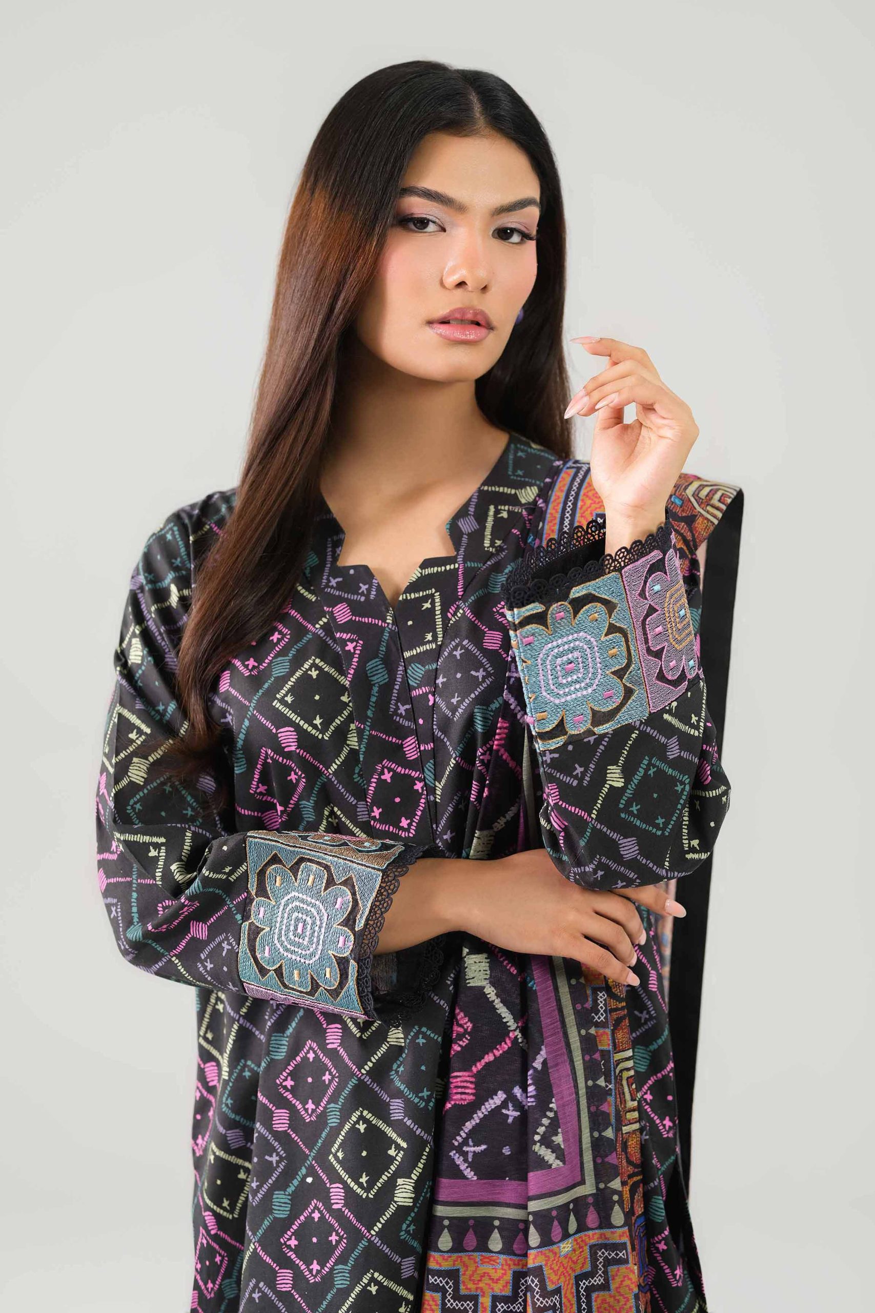3 Piece - Digital Printed Embroidered Suit - 42502859 - Image 2