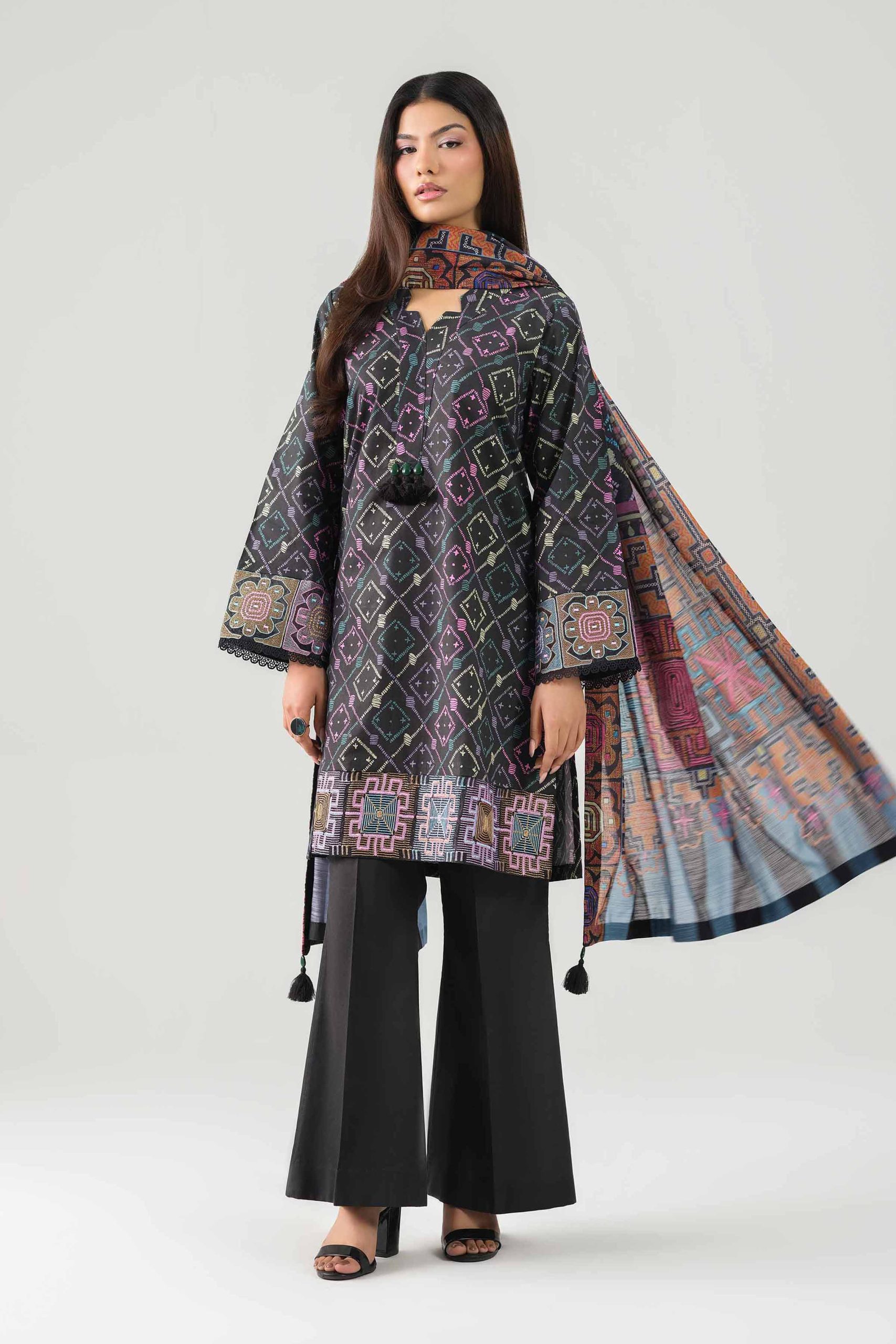 3 Piece - Digital Printed Embroidered Suit - 42502859 - Image 4