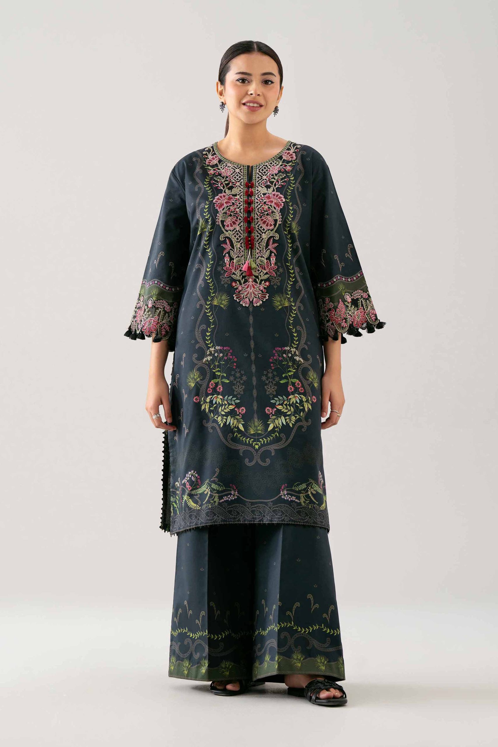 2 Piece - Digital Printed Embroidered Suit - 42601058
