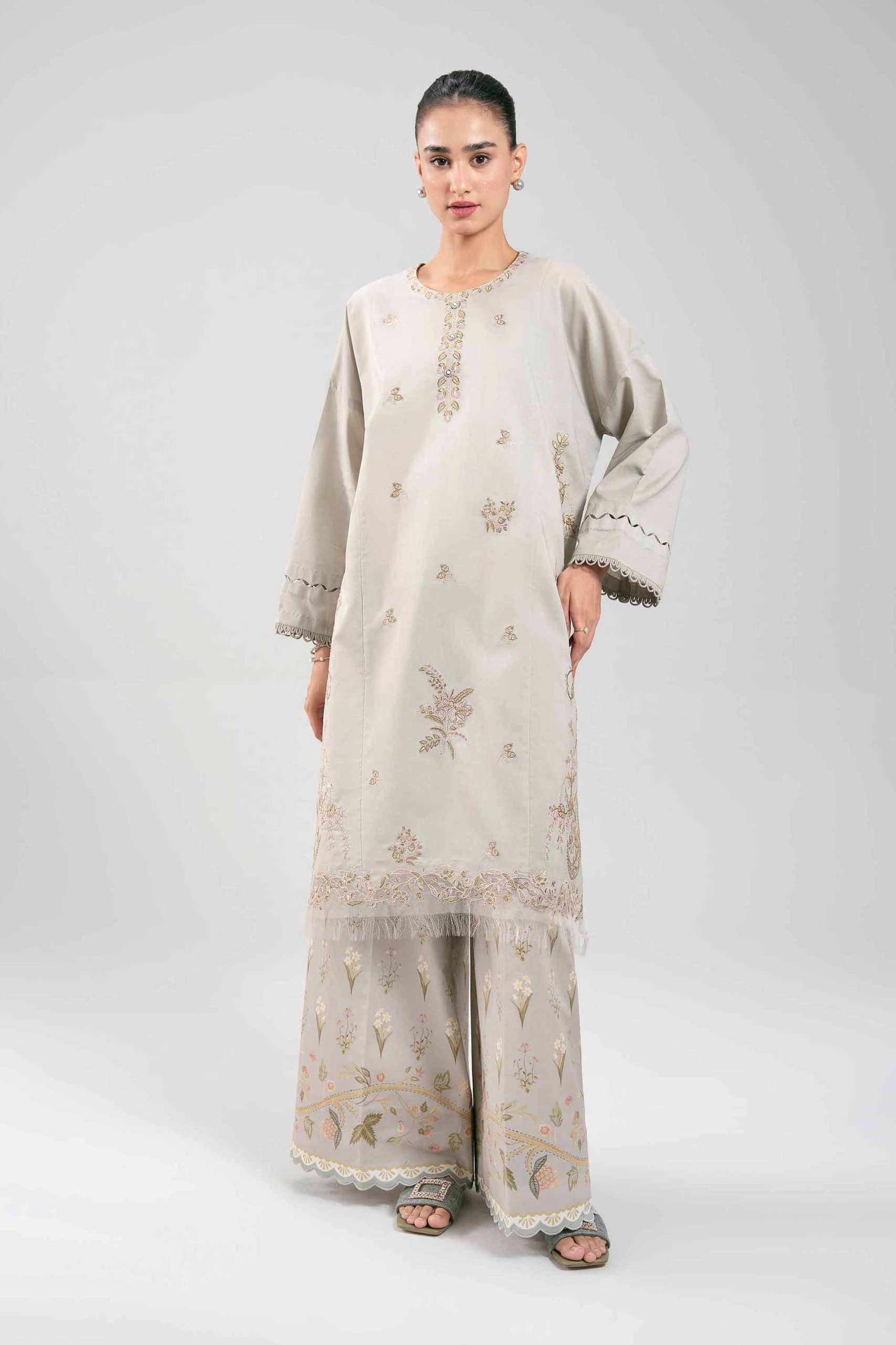 2 Piece - Digital Printed Embroidered Suit - 42601085
