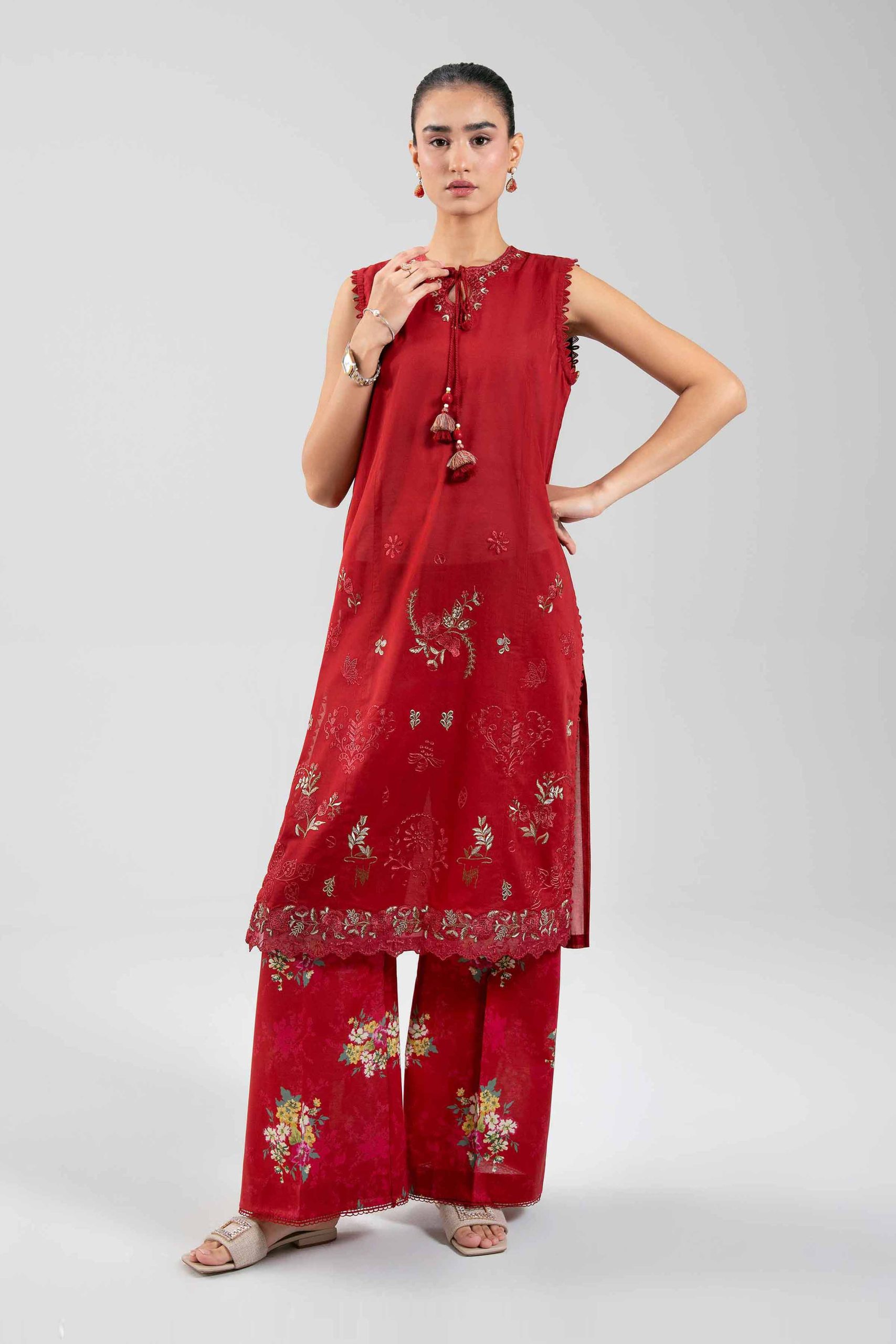 2 Piece - Digital Printed Embroidered Suit - 42601086