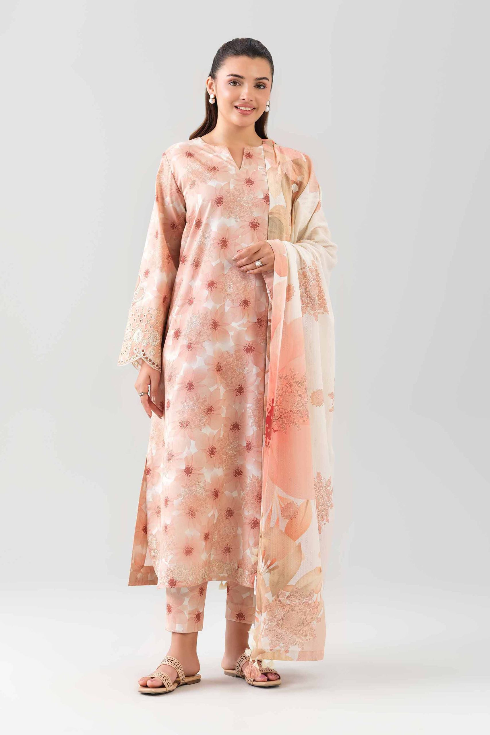 3 Piece - Digital Printed Embroidered Suit - 42601203