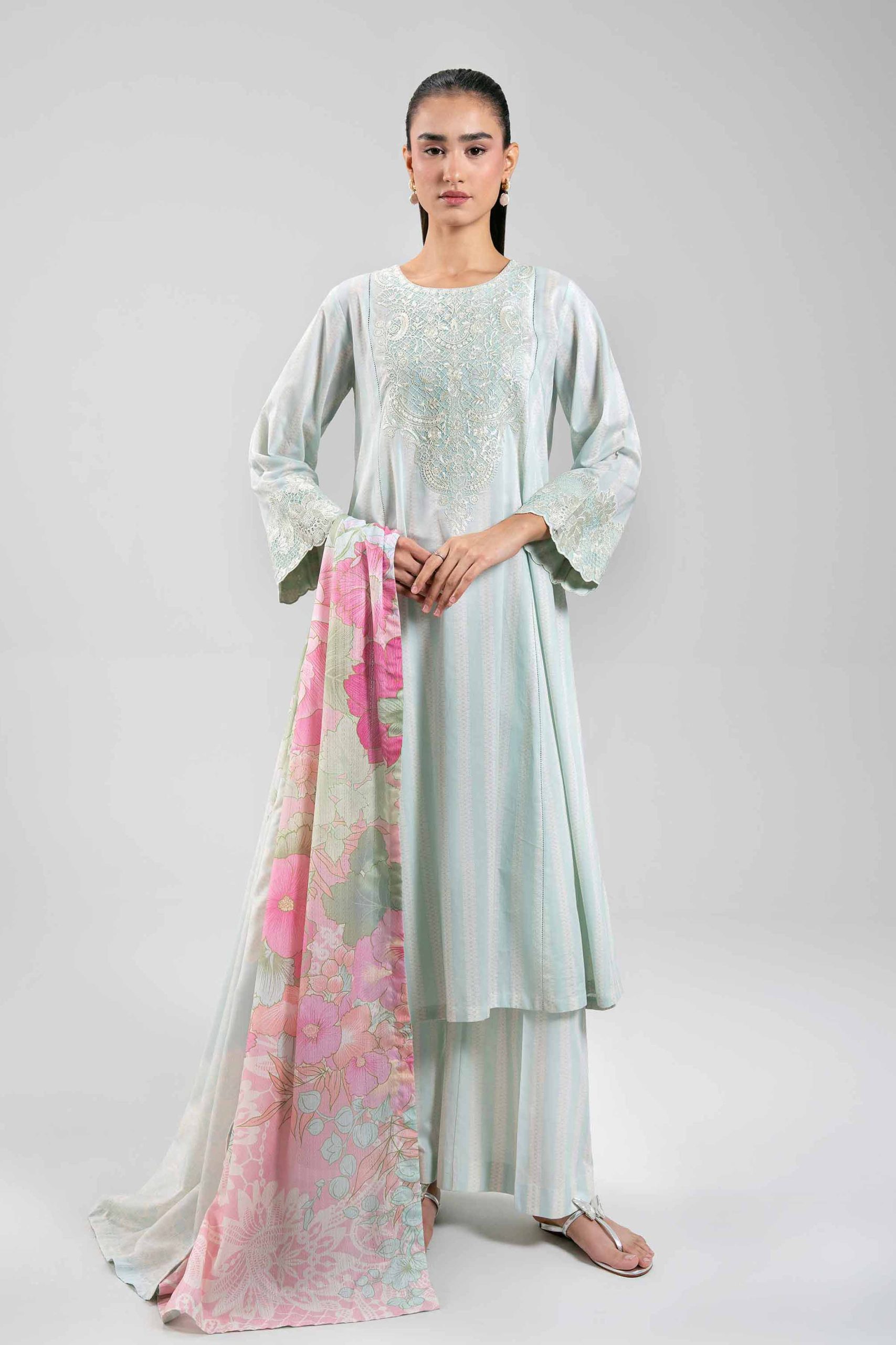 3 Piece - Digital Printed Embroidered Suit - 42601208