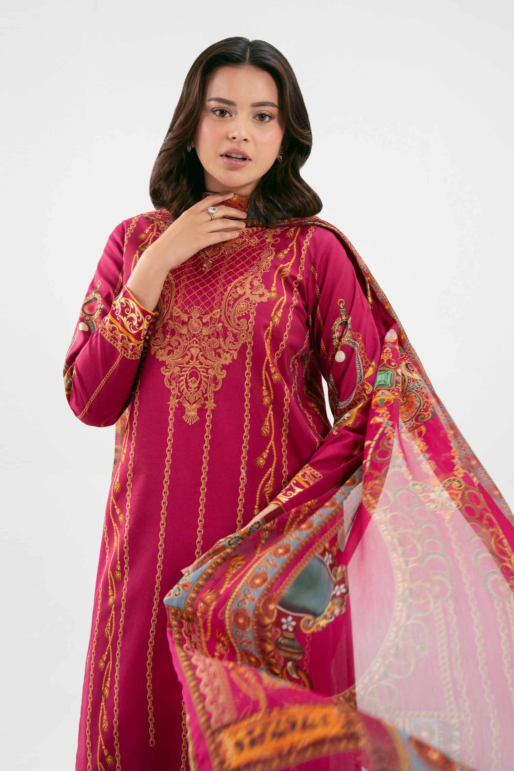 3 Piece - Digital Printed Embroidered Suit - 42601217 - Image 2