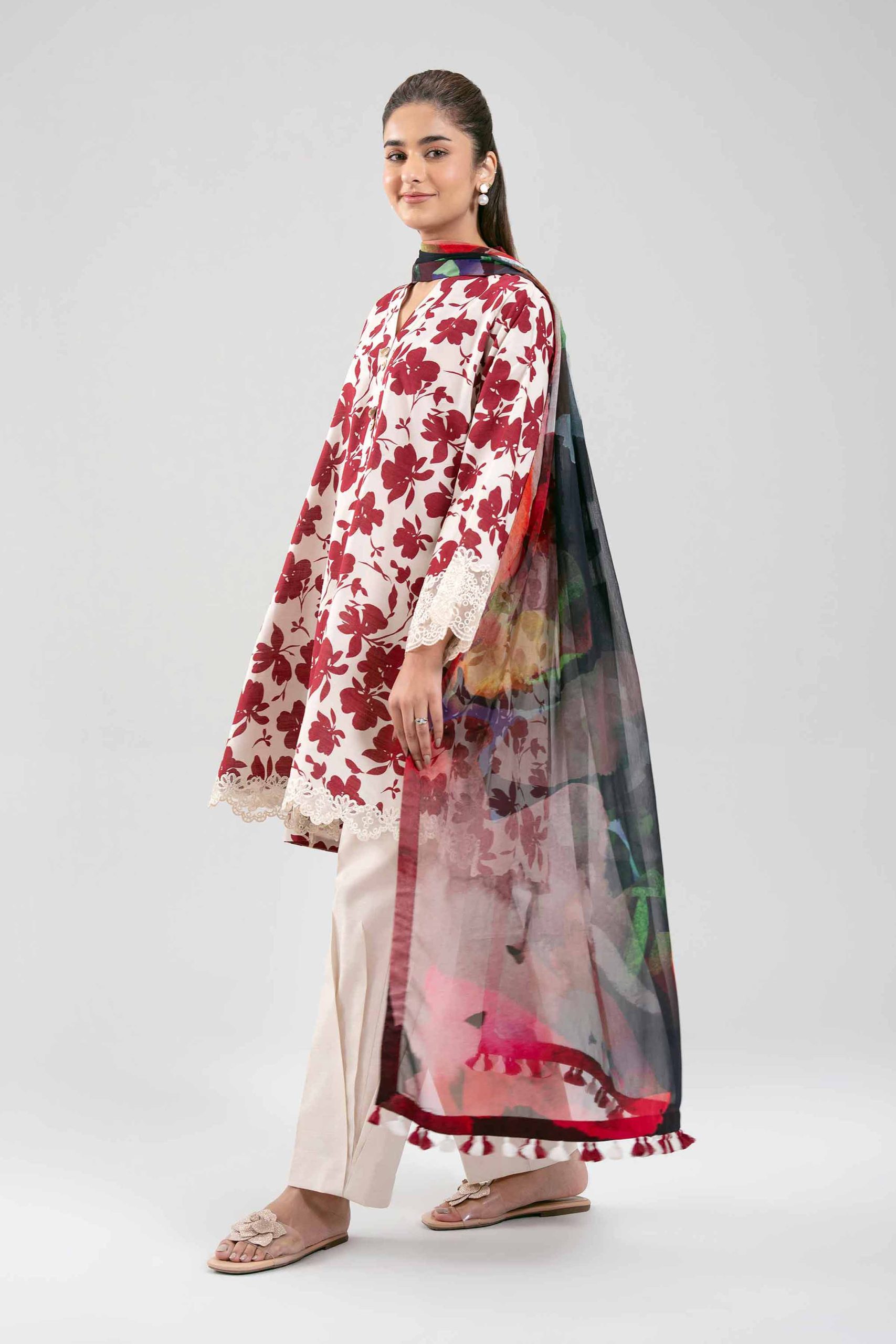 3 Piece - Digital Printed Embroidered Suit - 42601219 - Image 4