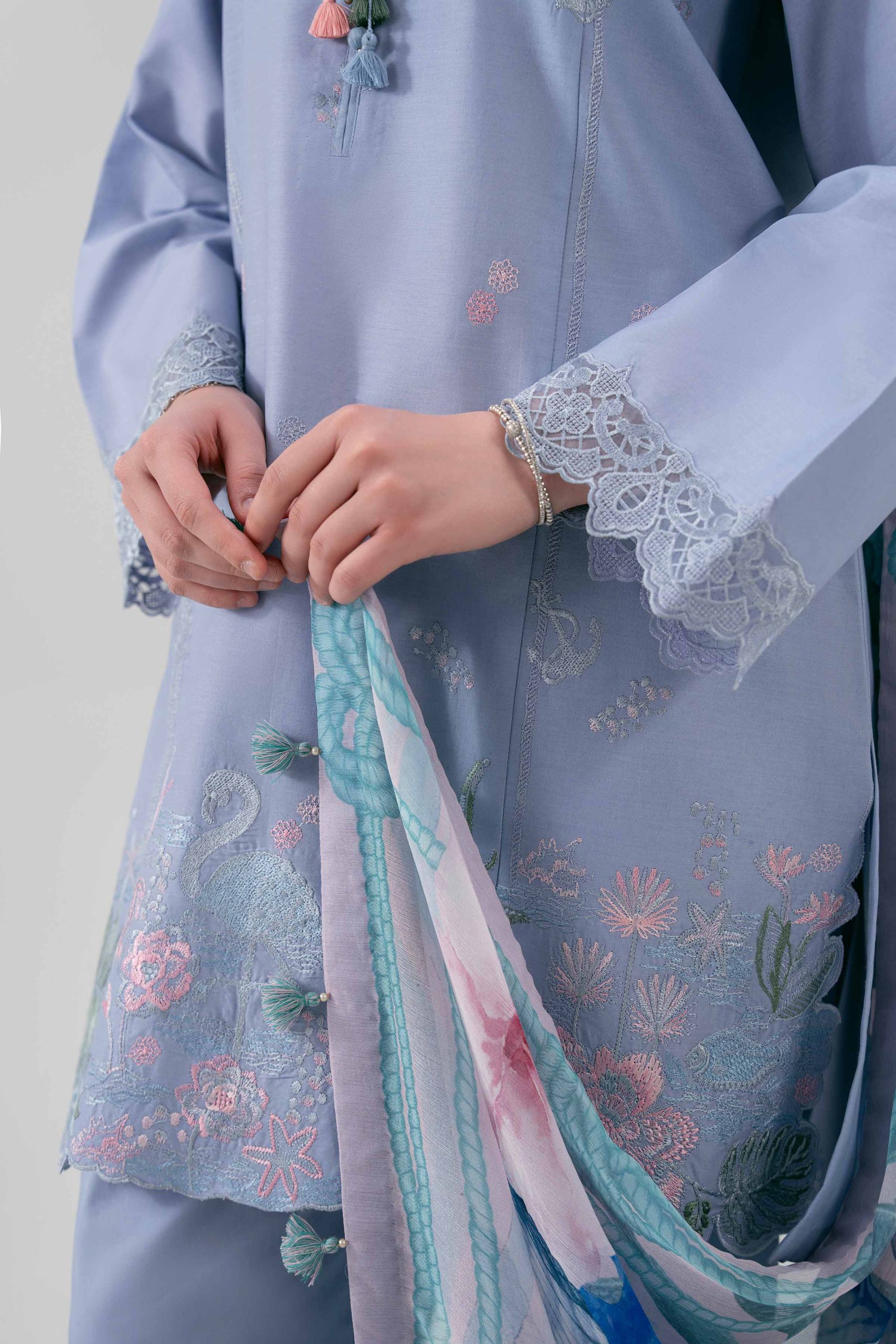 3 Piece - Digital Printed Embroidered Suit - 42601222 - Image 4