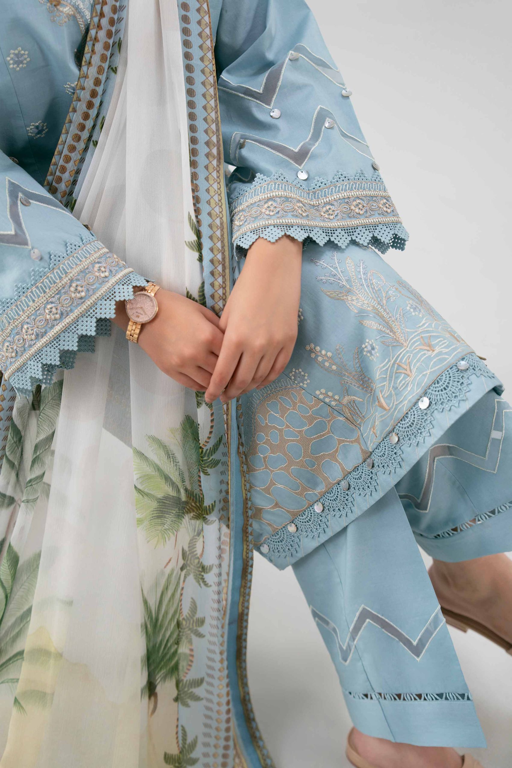 3 Piece - Digital Printed Embroidered Suit - 42601223 - Image 4