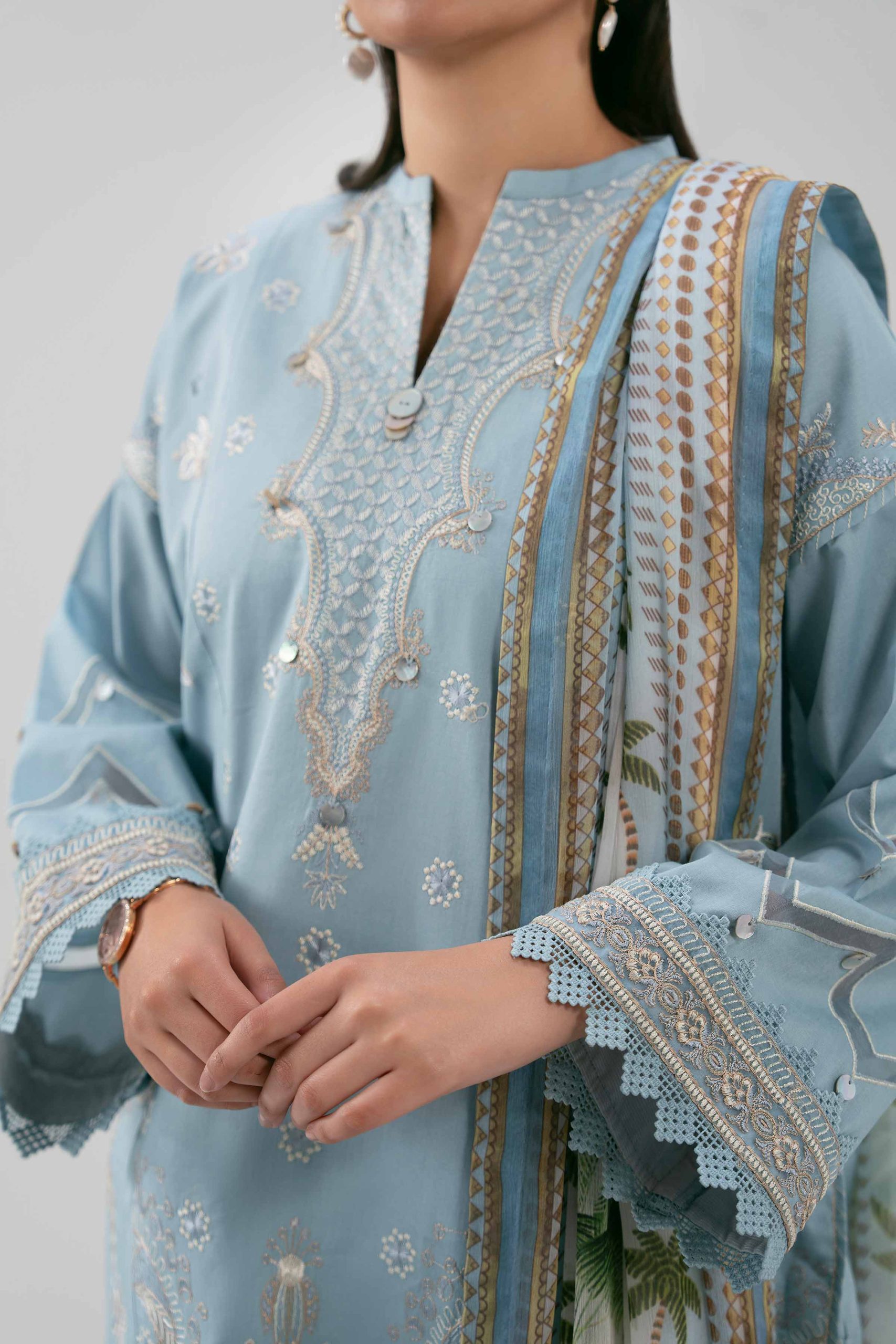 3 Piece - Digital Printed Embroidered Suit - 42601223 - Image 5