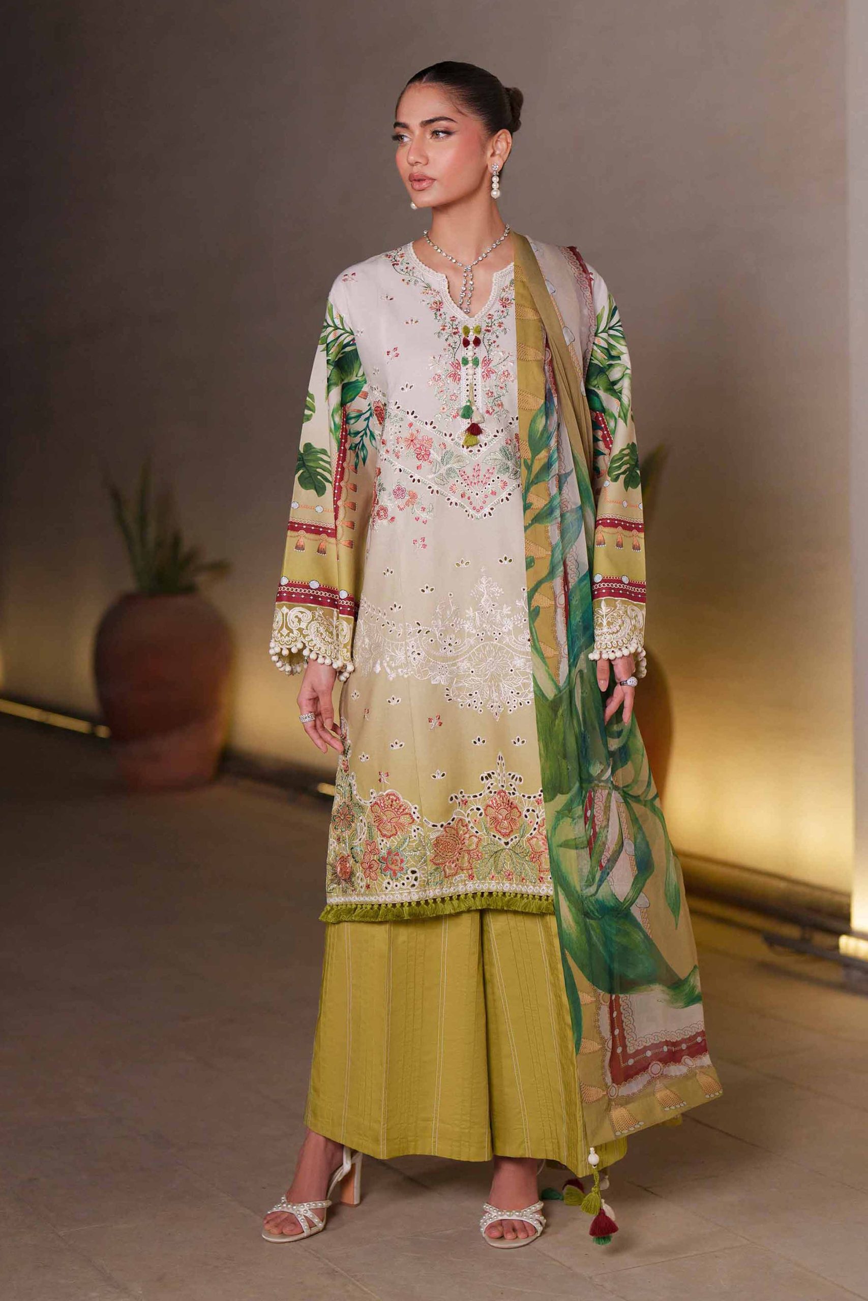 3 Piece - Digital Printed Embroidered Suit - 42601327
