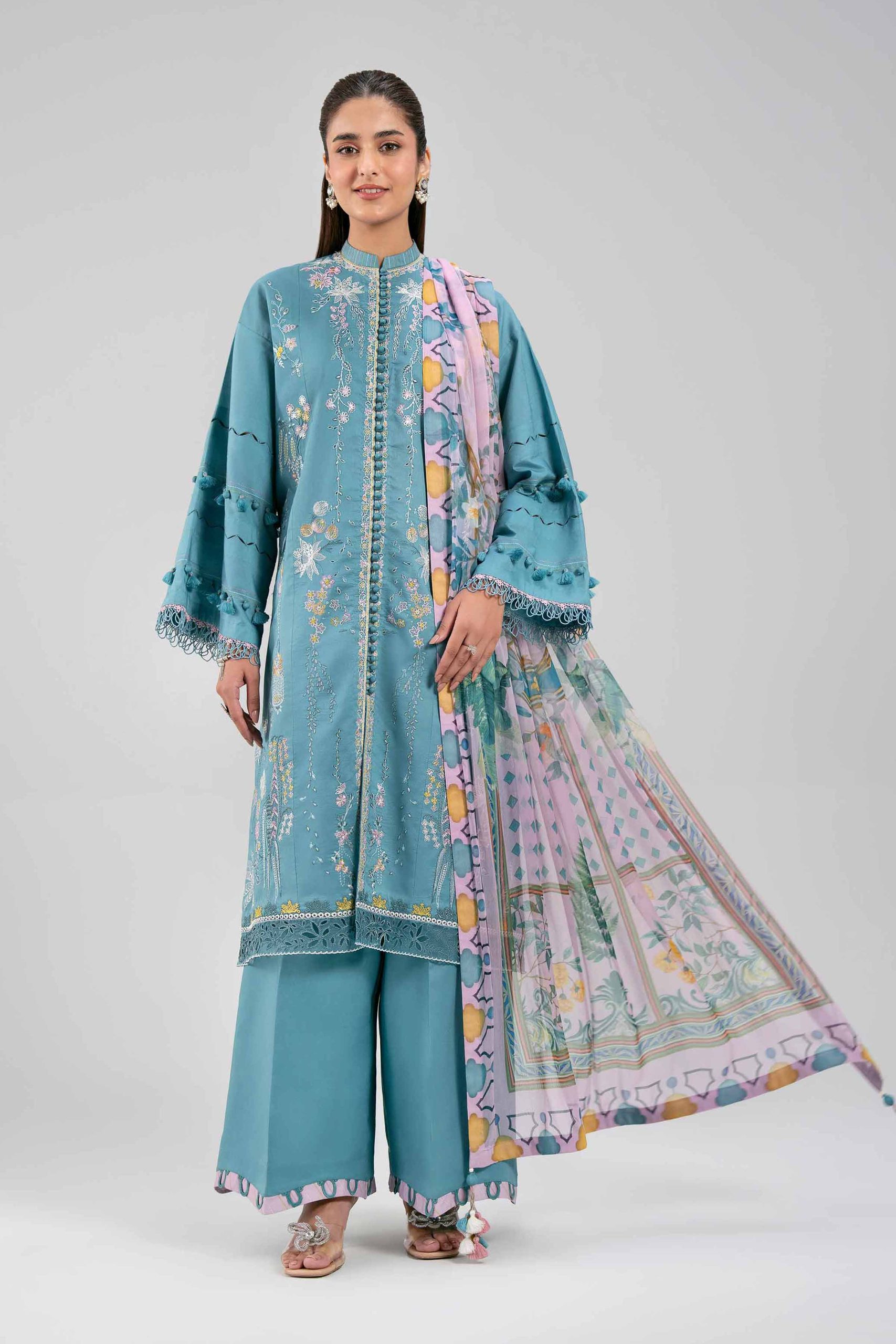 3 Piece - Digital Printed Embroidered Suit - 42601343