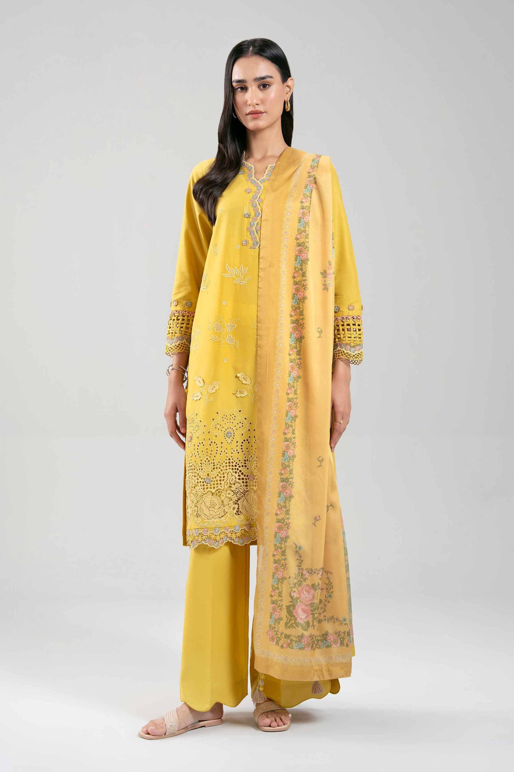3 Piece - Digital Printed Embroidered Suit - 42601344
