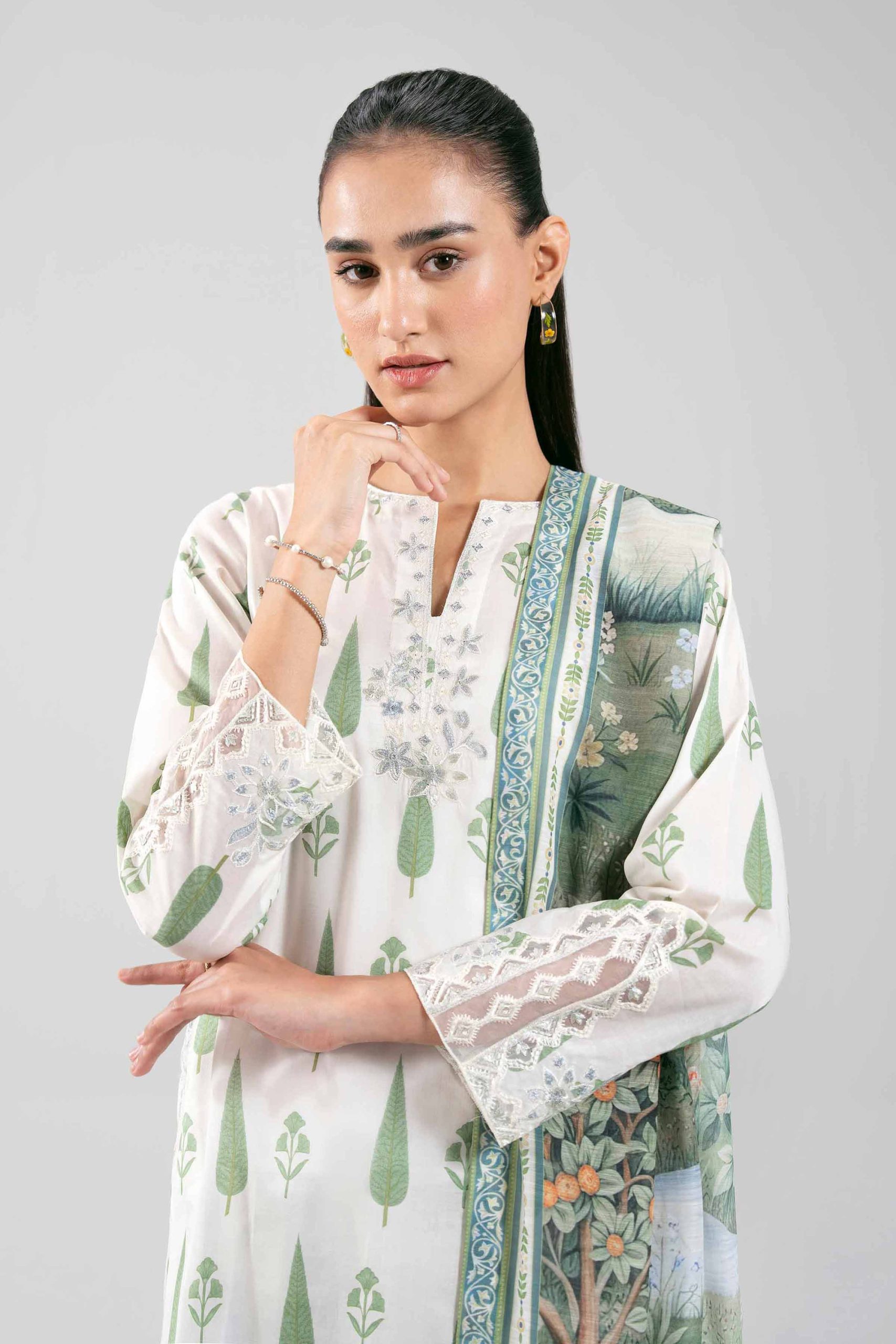 3 Piece - Digital Printed Embroidered Suit - 42601357 - Image 2