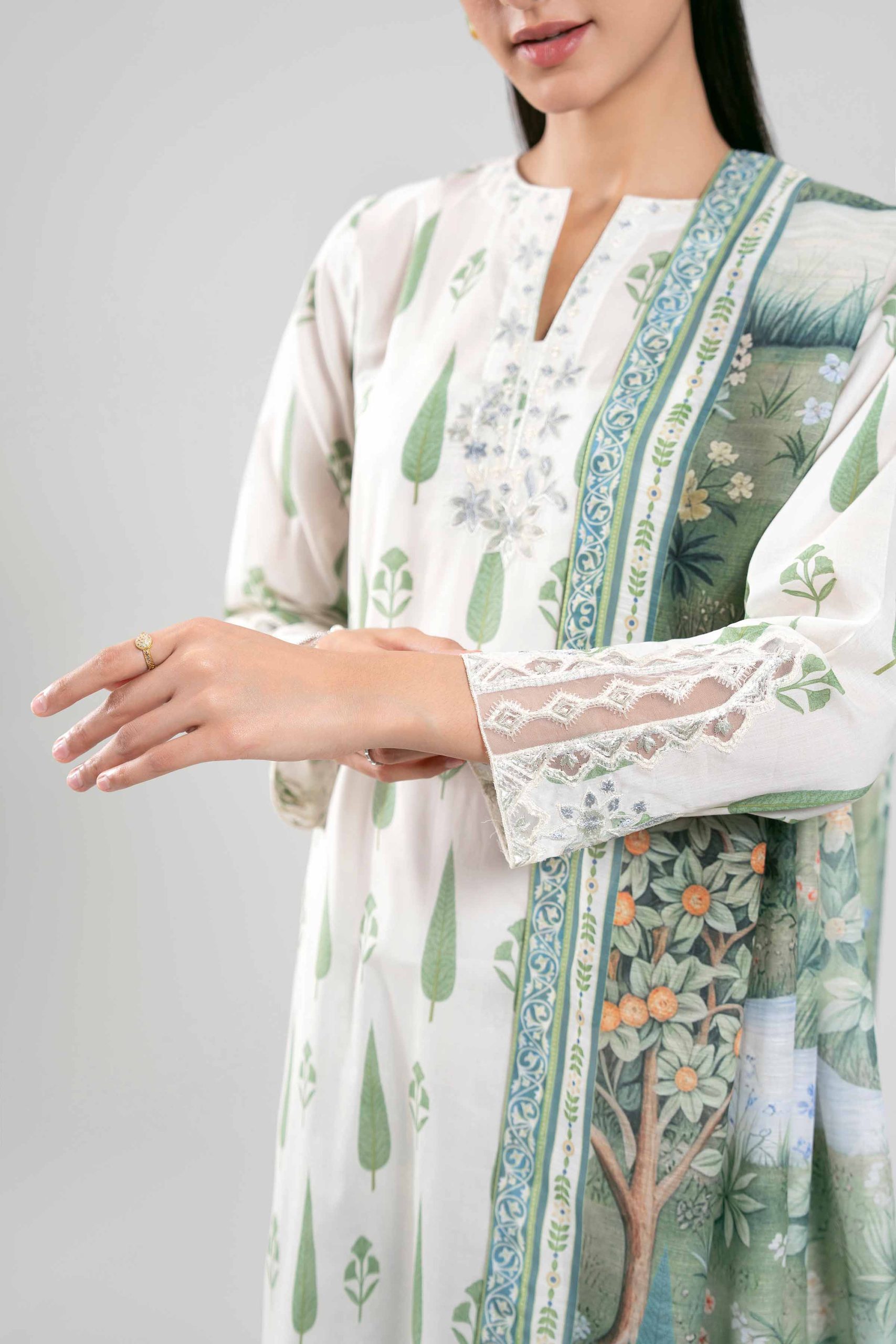 3 Piece - Digital Printed Embroidered Suit - 42601357 - Image 5