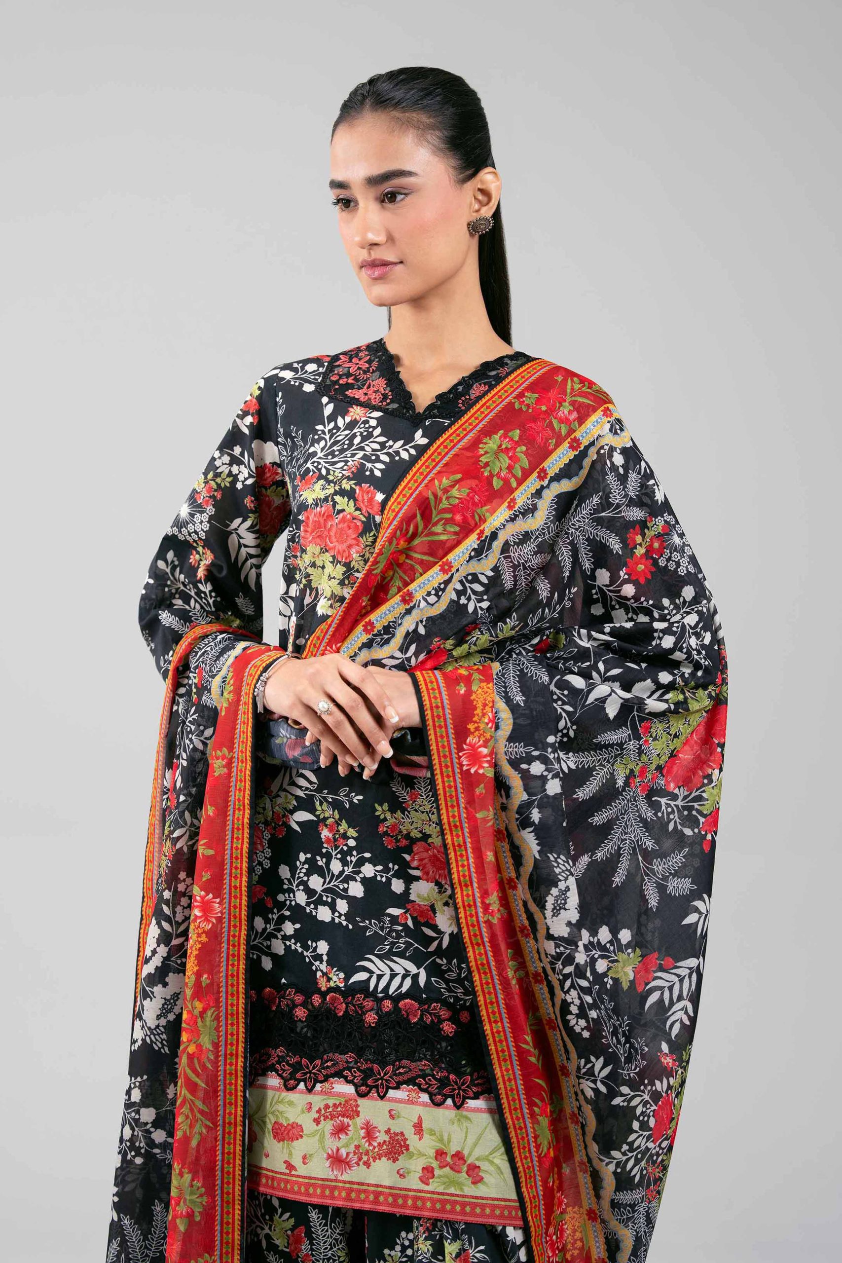 3 Piece - Digital Printed Embroidered Suit - 42601359 - Image 2