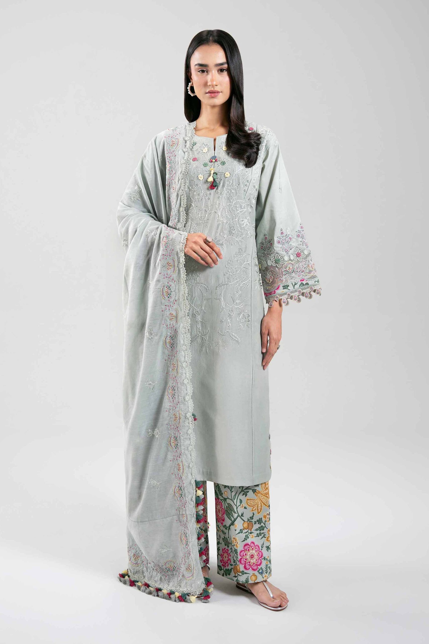 3 Piece - Digital Printed Embroidered Suit - 42601402