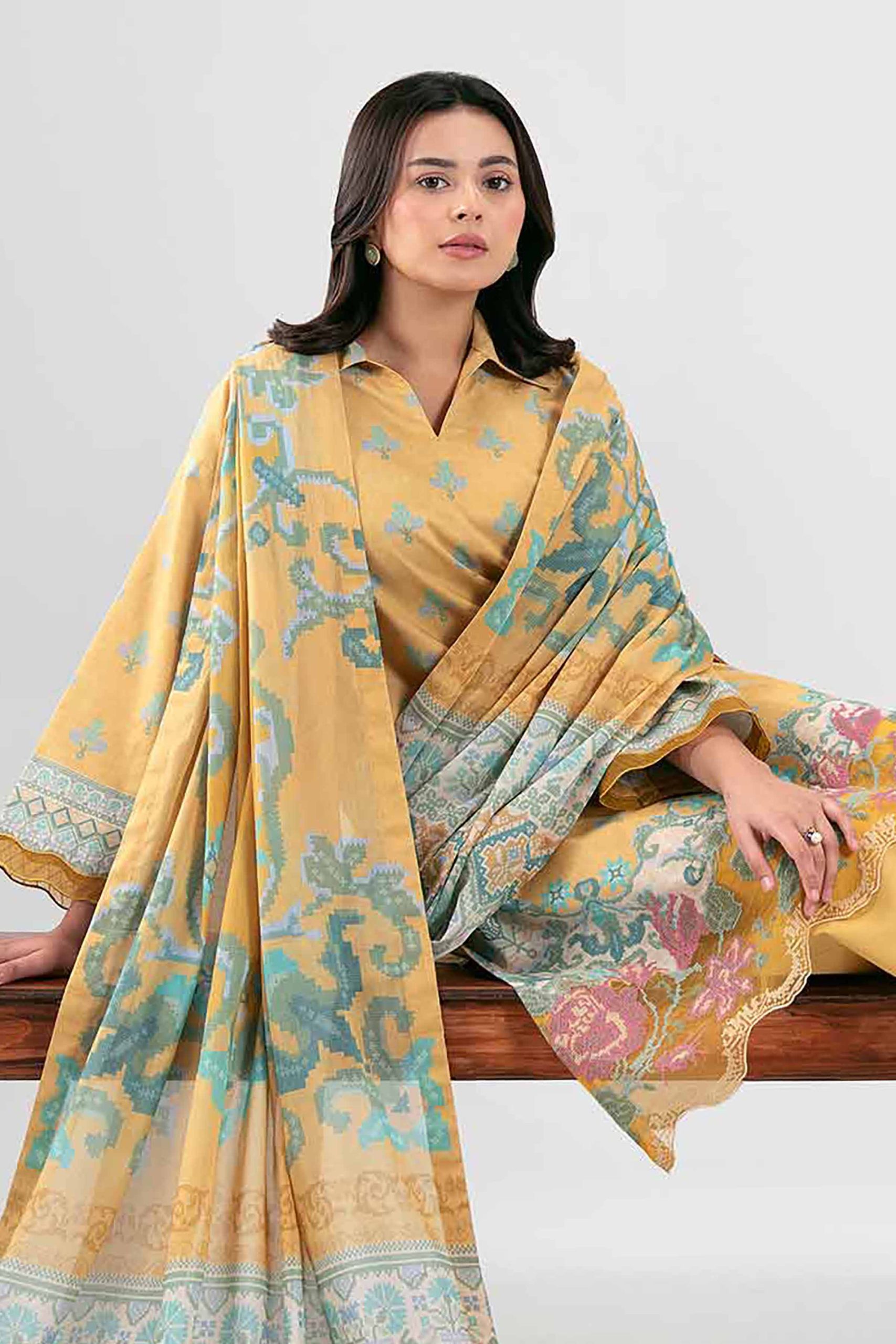 3 Piece - Digital Printed Embroidered Suit - 42601459 - Image 5