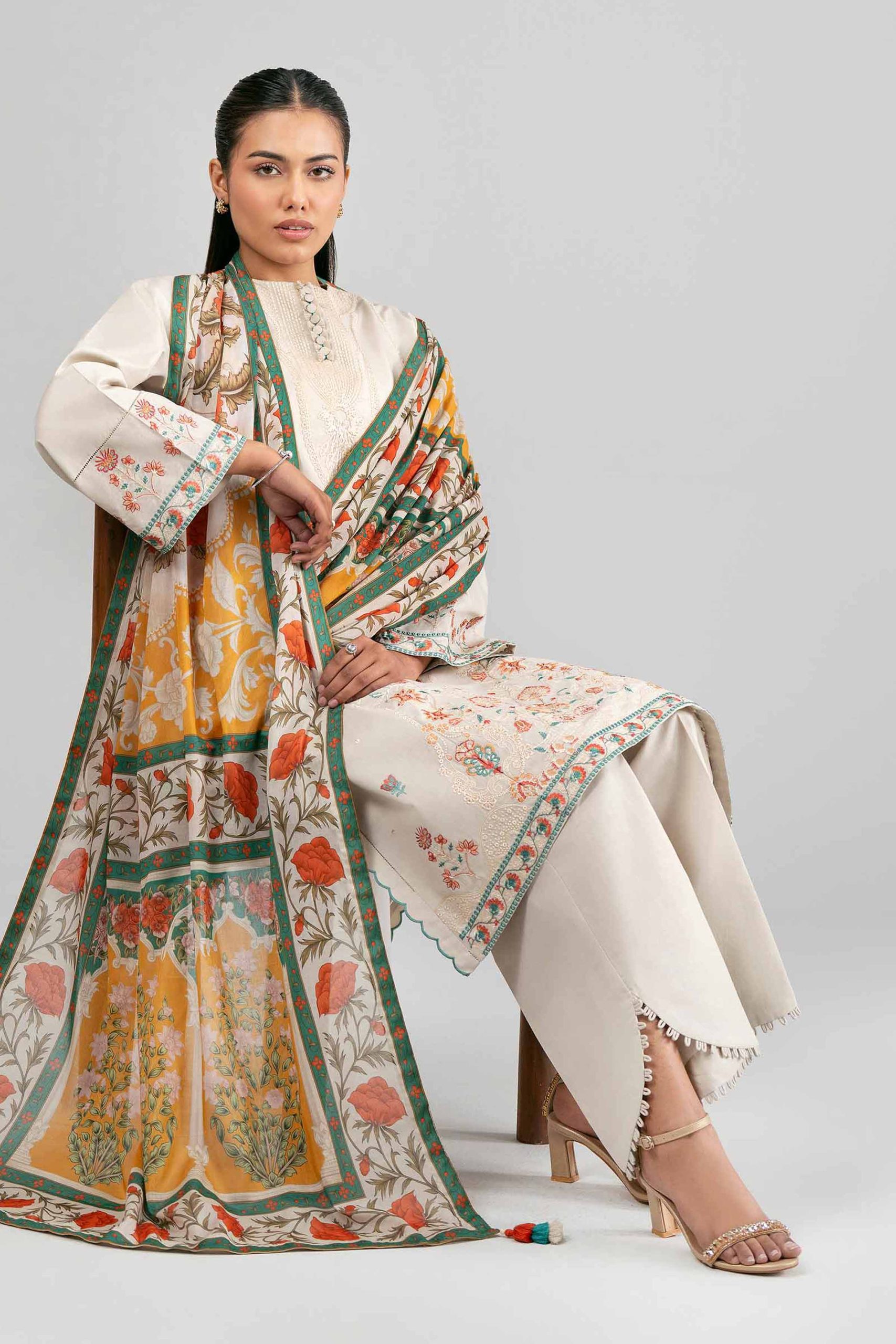 3 Piece - Digital Printed Embroidered Suit - 42601527 - Image 2