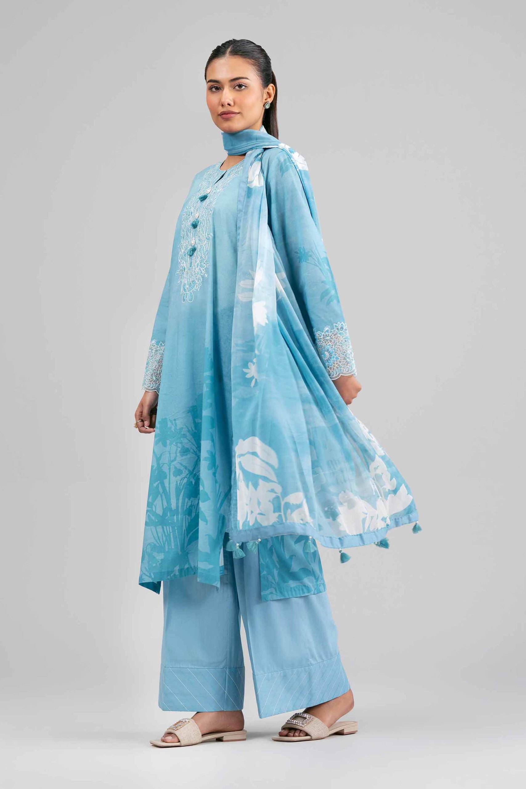 3 Piece - Digital Printed Embroidered Suit - 42601559 - Image 4