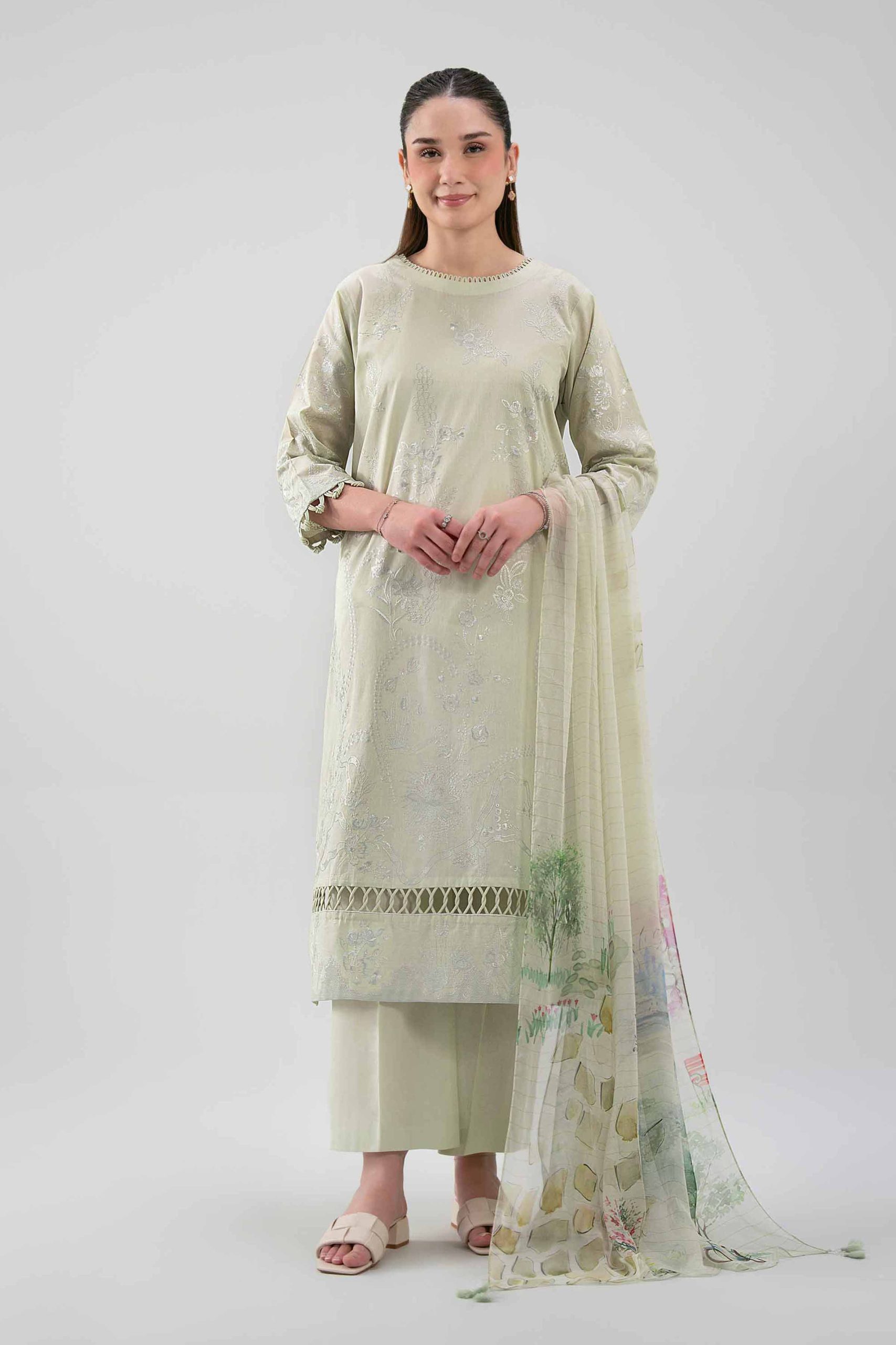 3 Piece - Digital Printed Embroidered Suit - 42619515