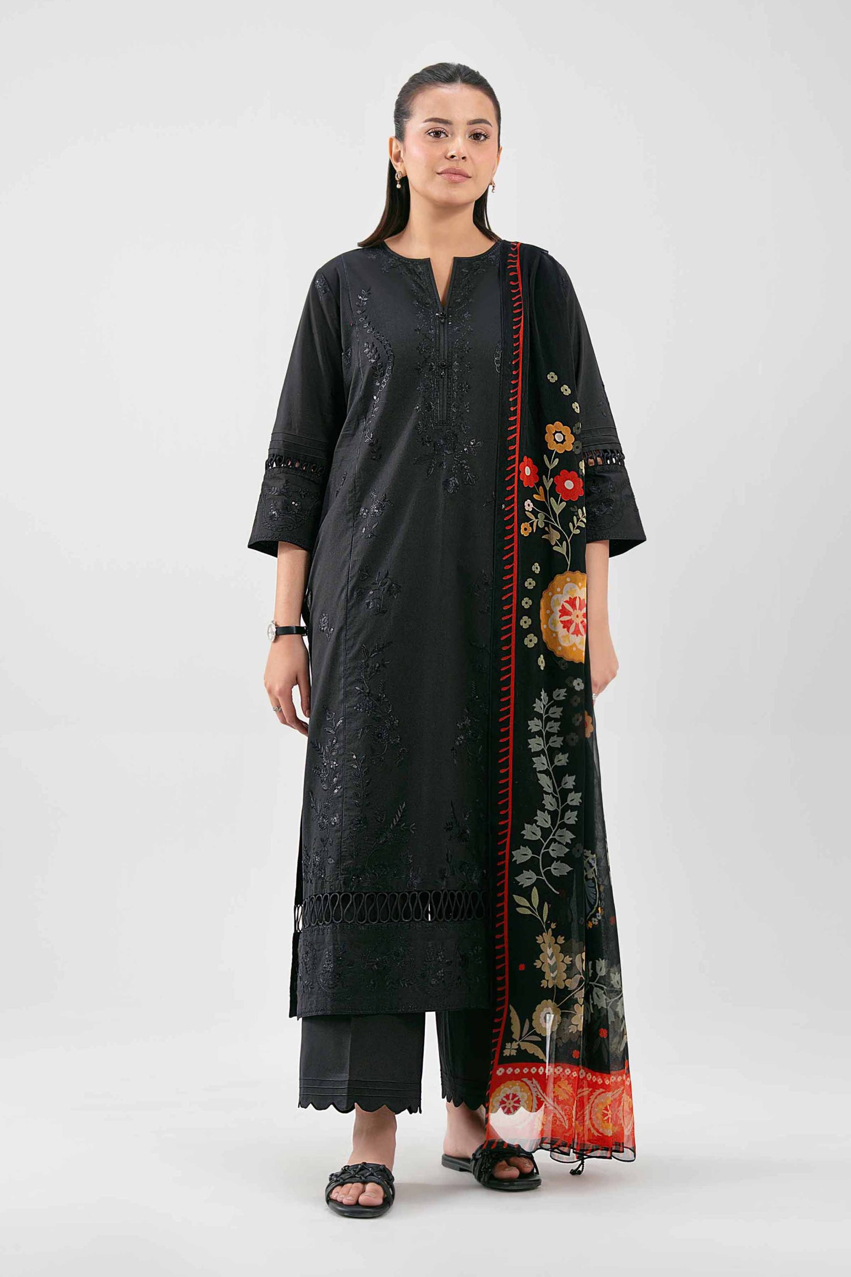 3 Piece - Digital Printed Embroidered Suit - 42619516