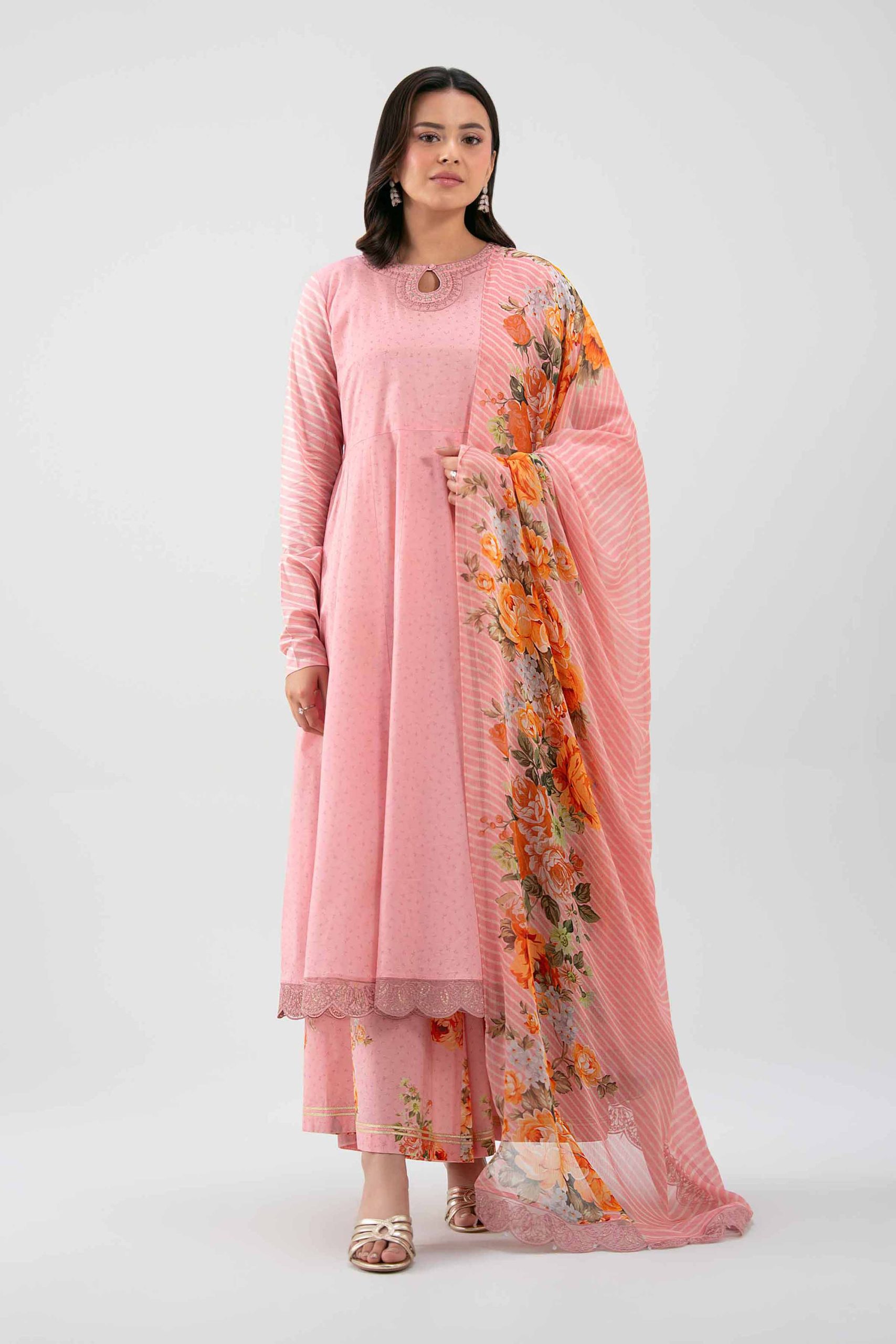 3 Piece - Digital Printed Embroidered Suit - 42619518