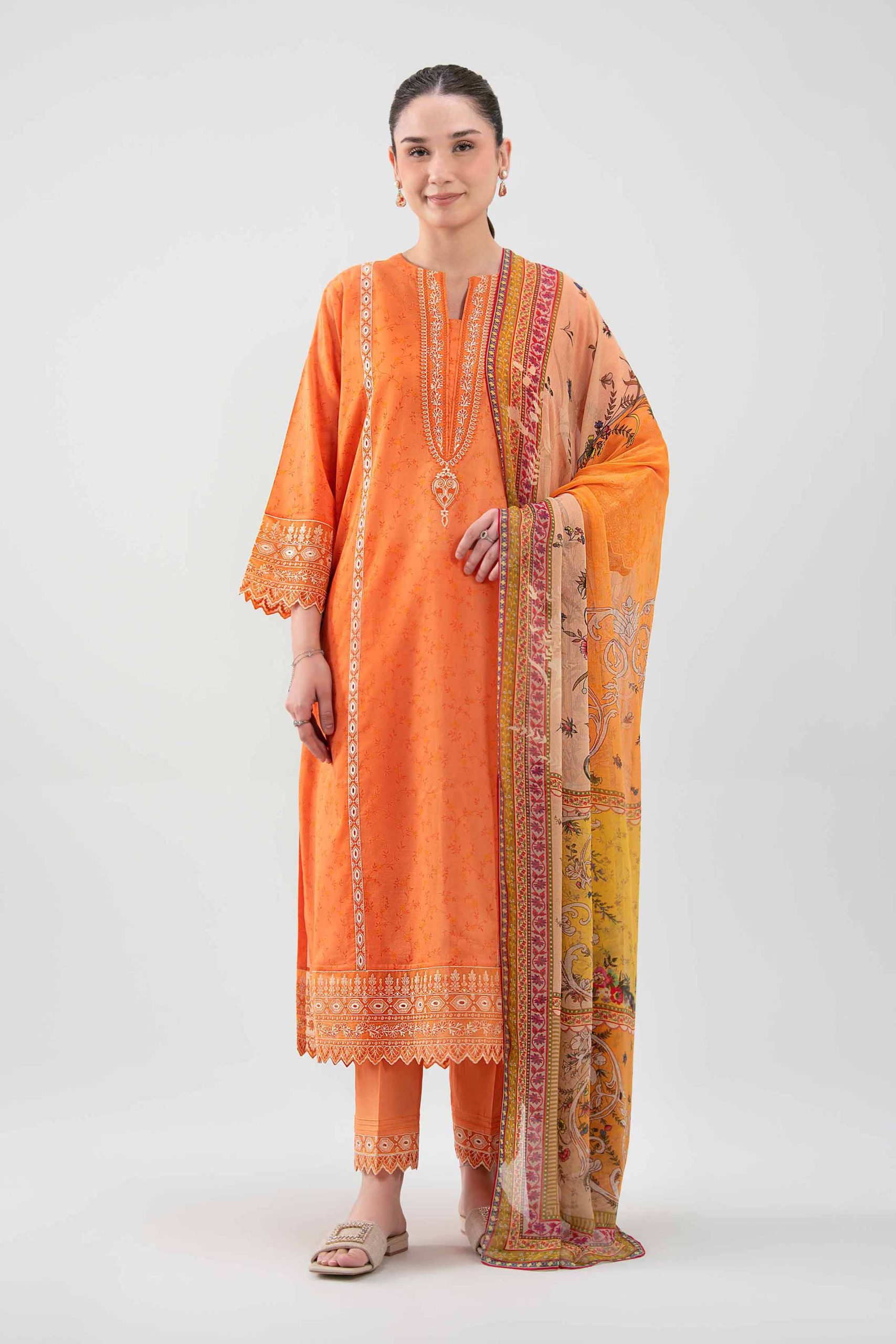 3 Piece - Digital Printed Embroidered Suit - 42619519