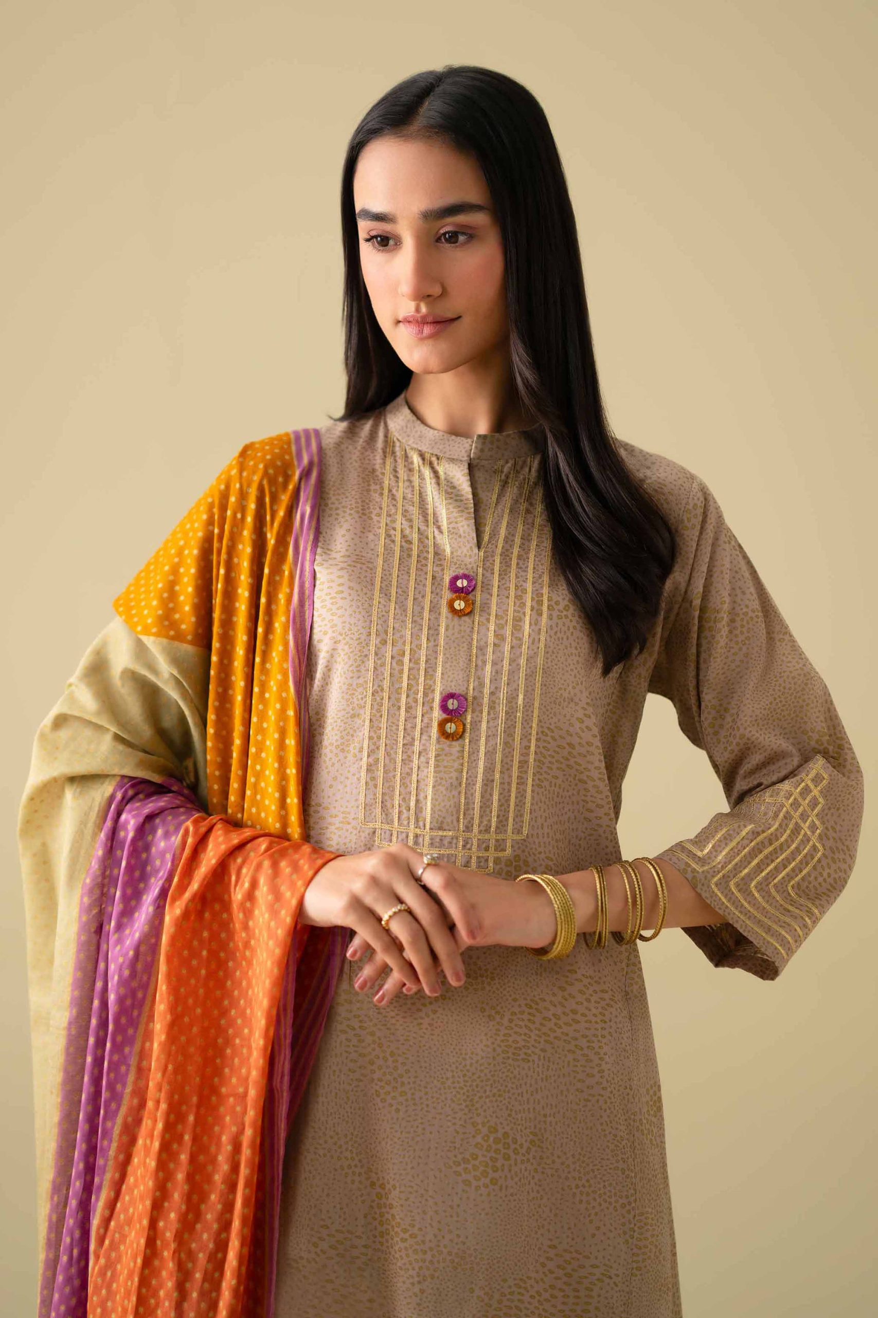 3 Piece - Embroidered Suit - KFE26-116 - Image 4