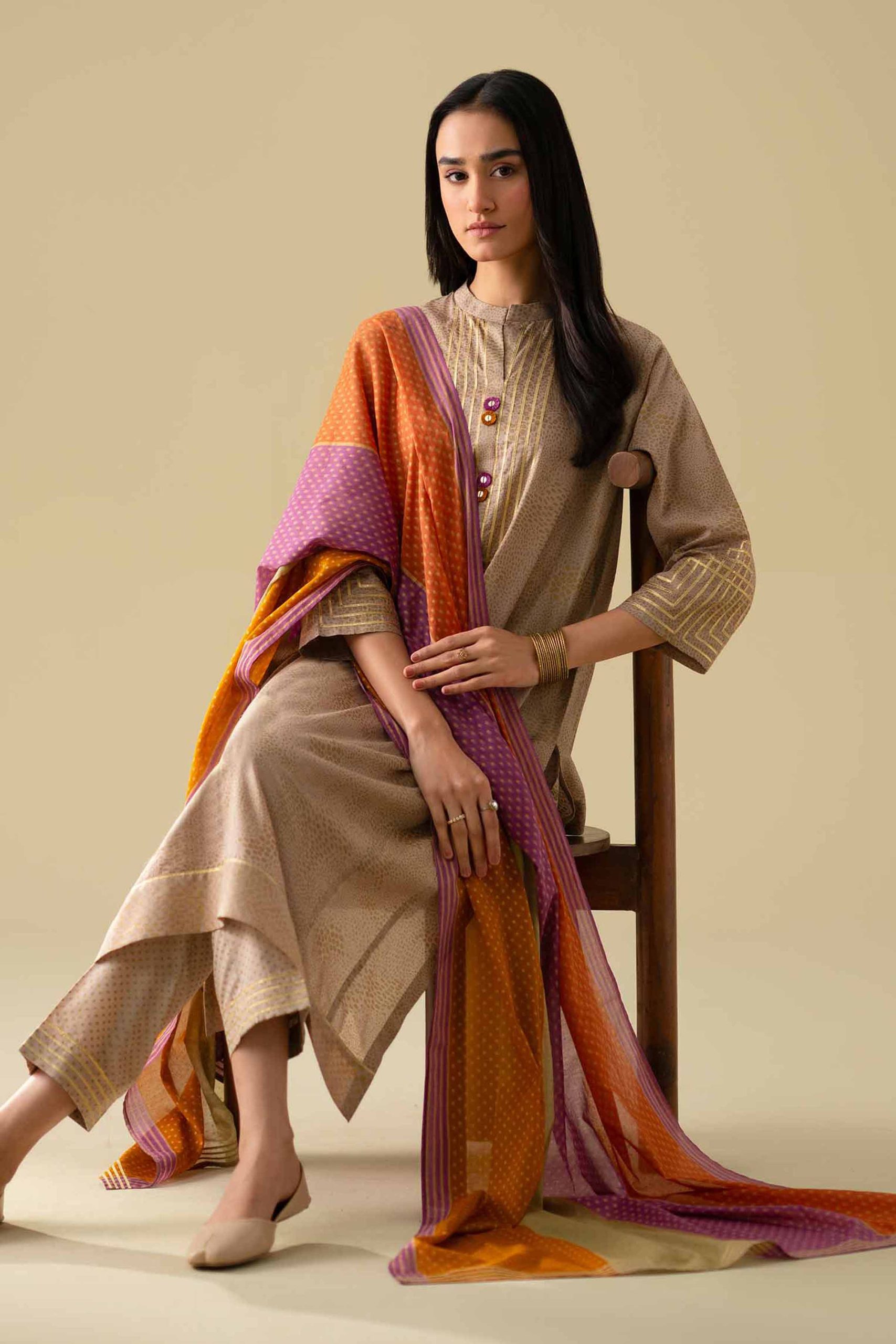 3 Piece - Embroidered Suit - KFE26-116 - Image 3