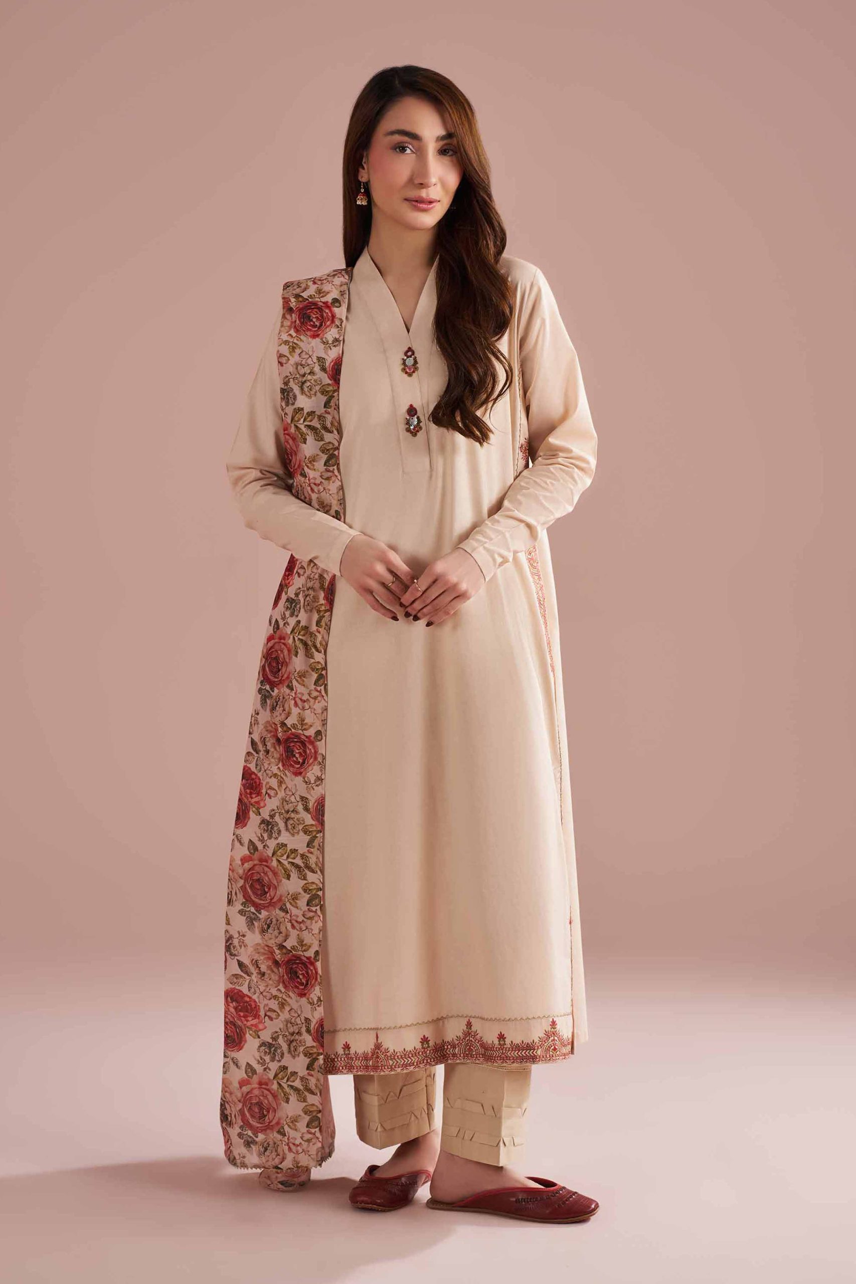 2 Piece - Printed Embroidered Suit - PE26-141 - Image 4