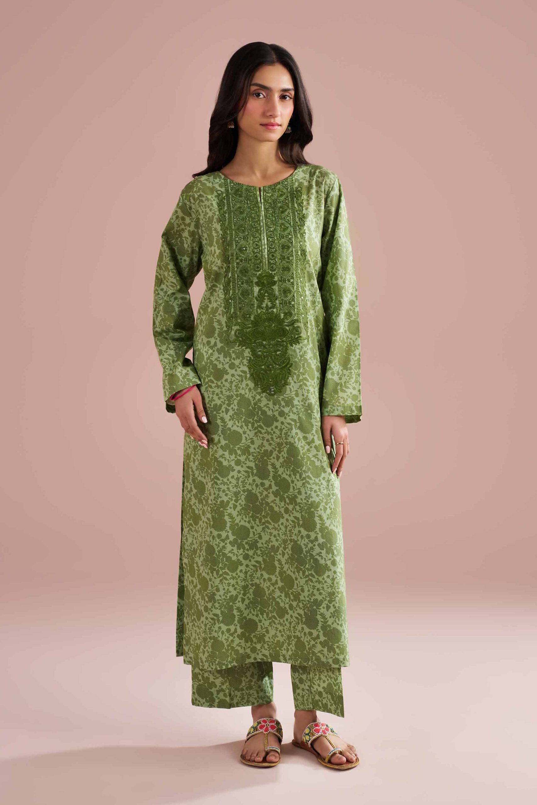 2 Piece - Printed Embroidered Suit - PE26-205 - Image 4