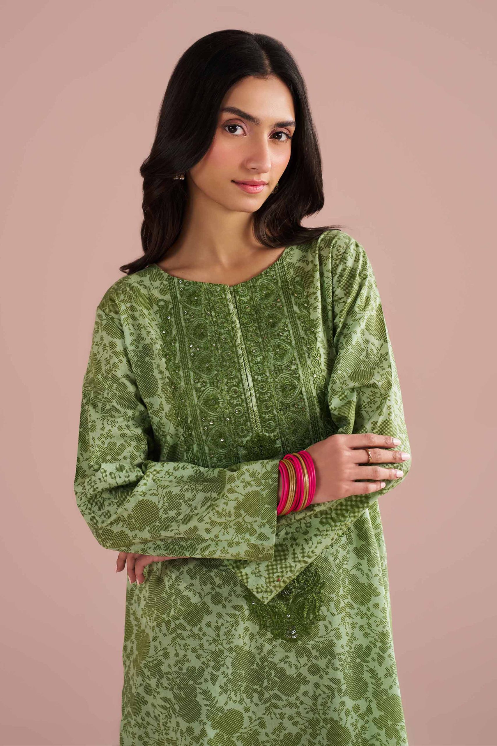 2 Piece - Printed Embroidered Suit - PE26-205 - Image 5