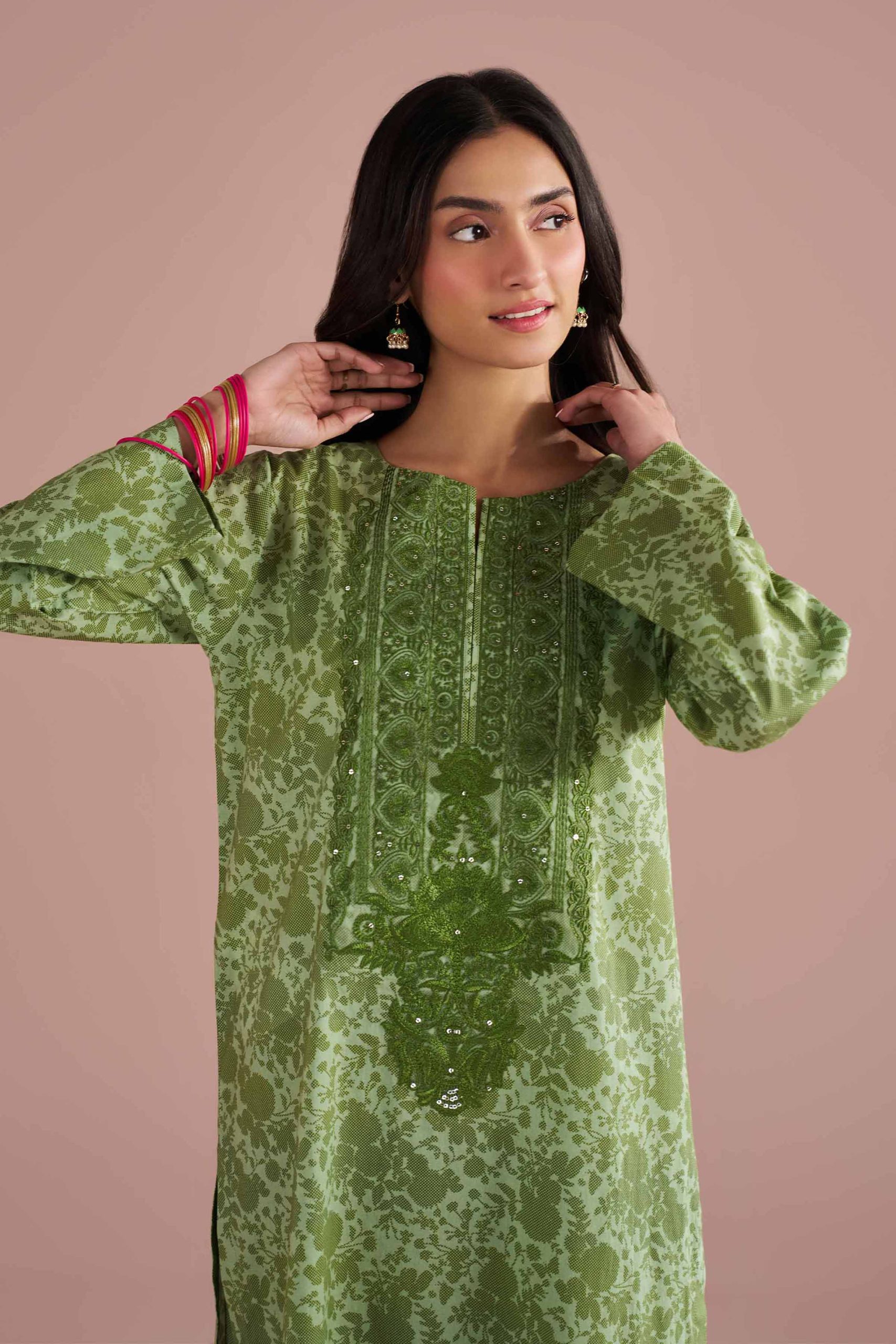 2 Piece - Printed Embroidered Suit - PE26-205 - Image 2
