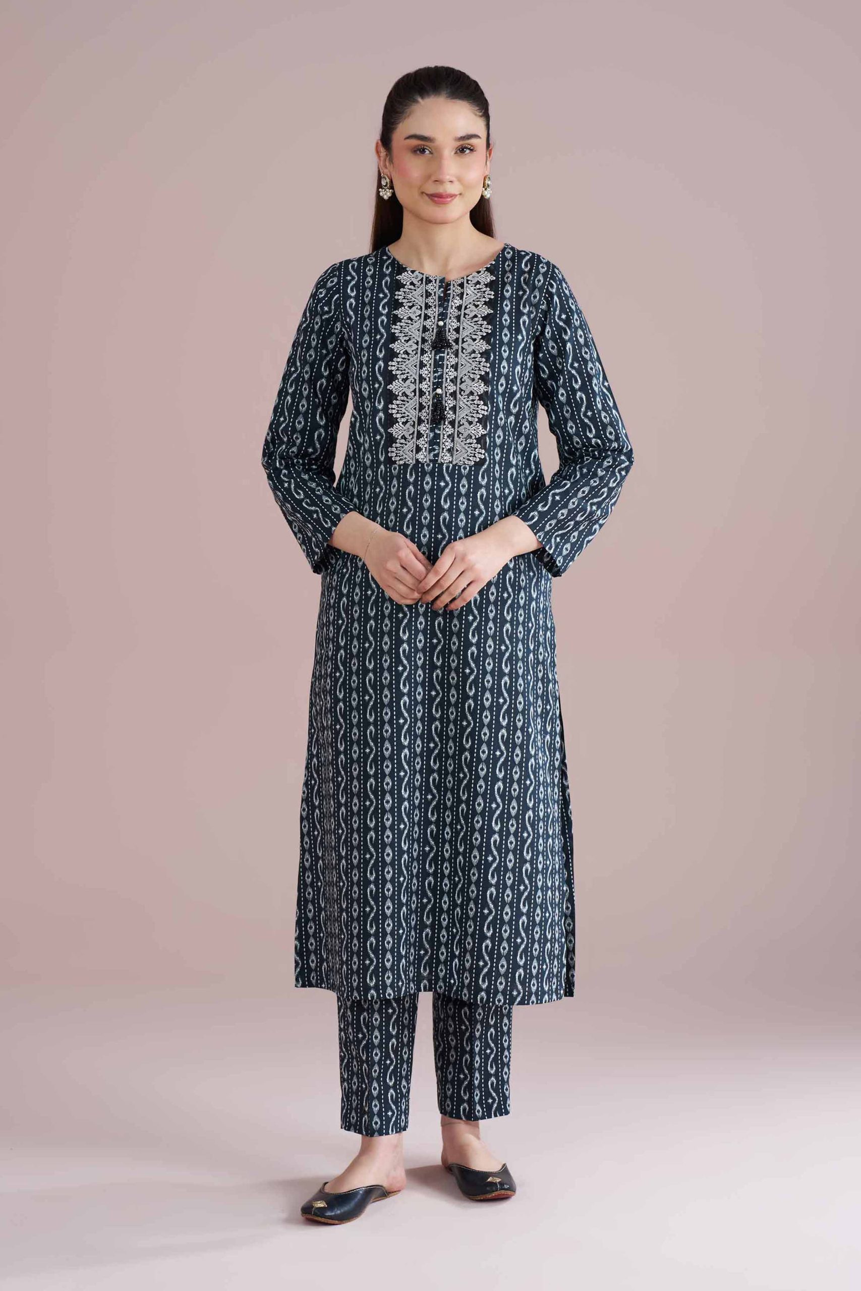 2 Piece - Printed Embroidered Suit - PE26-207