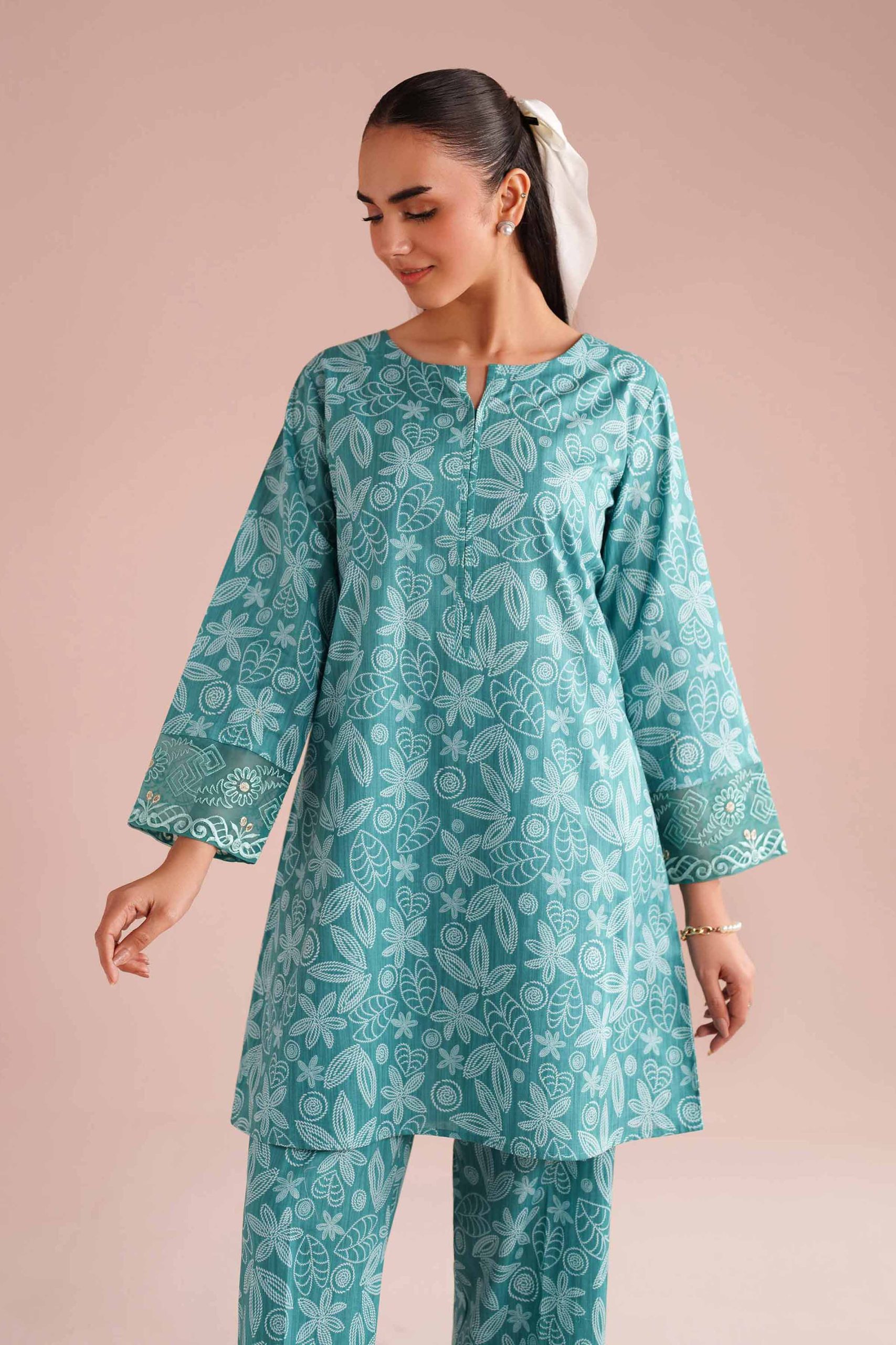 2 Piece - Printed Embroidered Suit - PE26-213 - Image 2