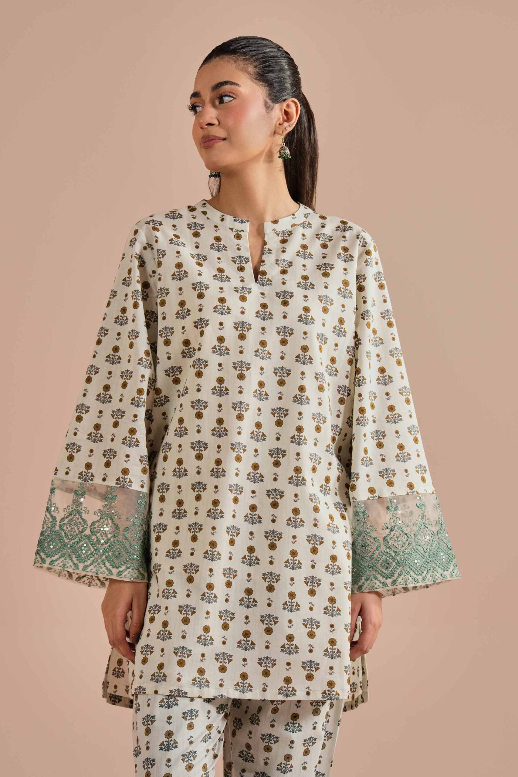 2 Piece - Printed Embroidered Suit - PE26-214 - Image 2