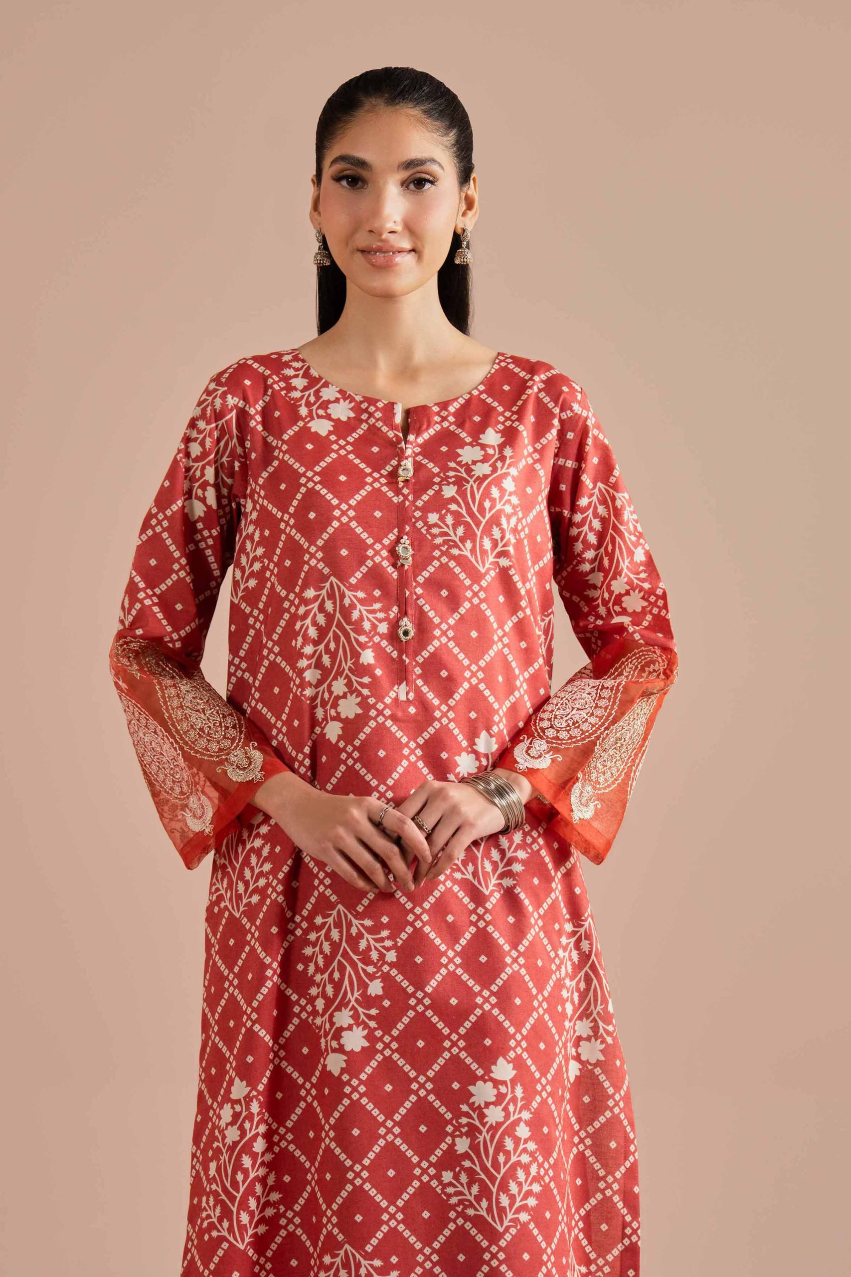 2 Piece - Printed Embroidered Suit - PE26-216 - Image 3