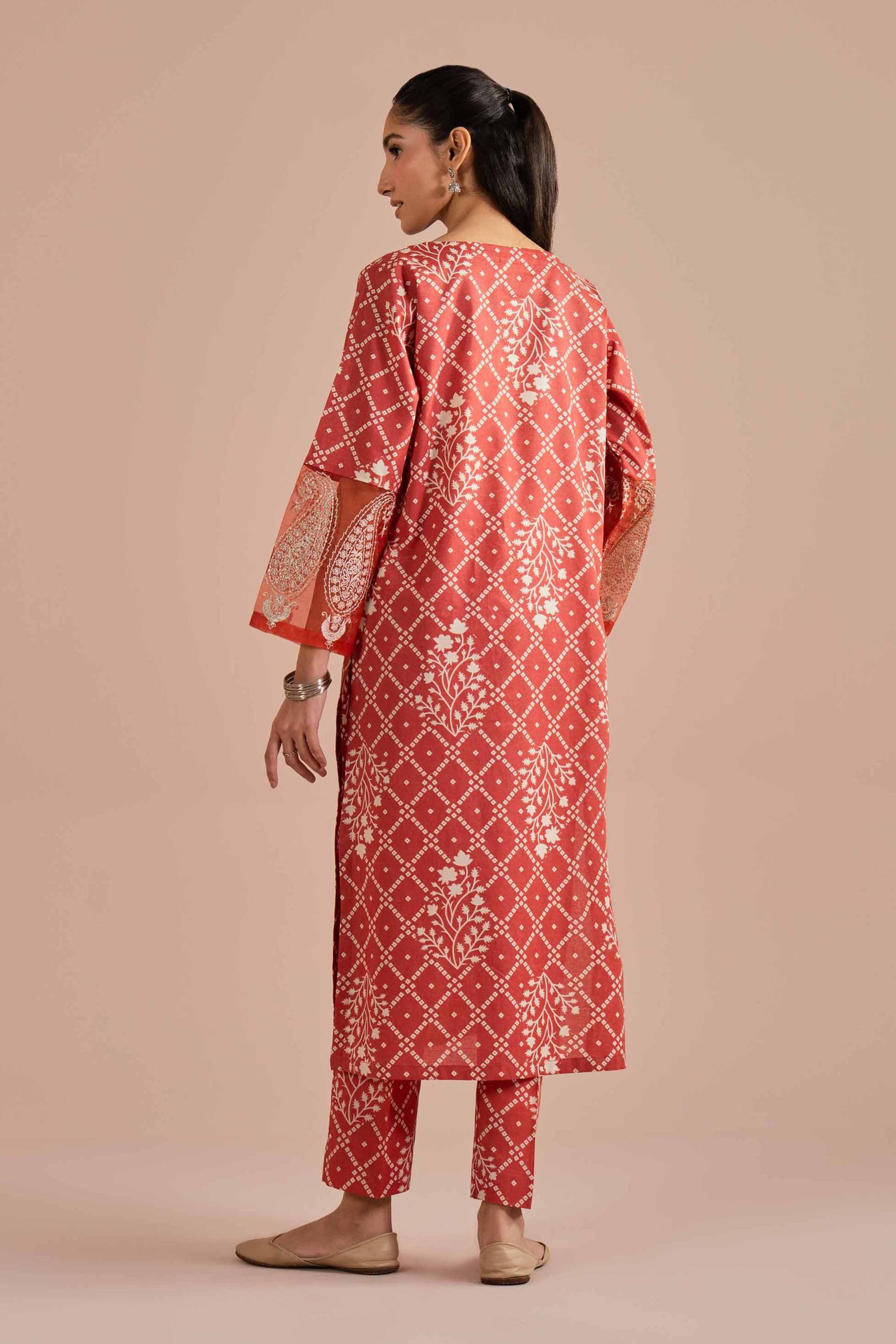 2 Piece - Printed Embroidered Suit - PE26-216 - Image 5