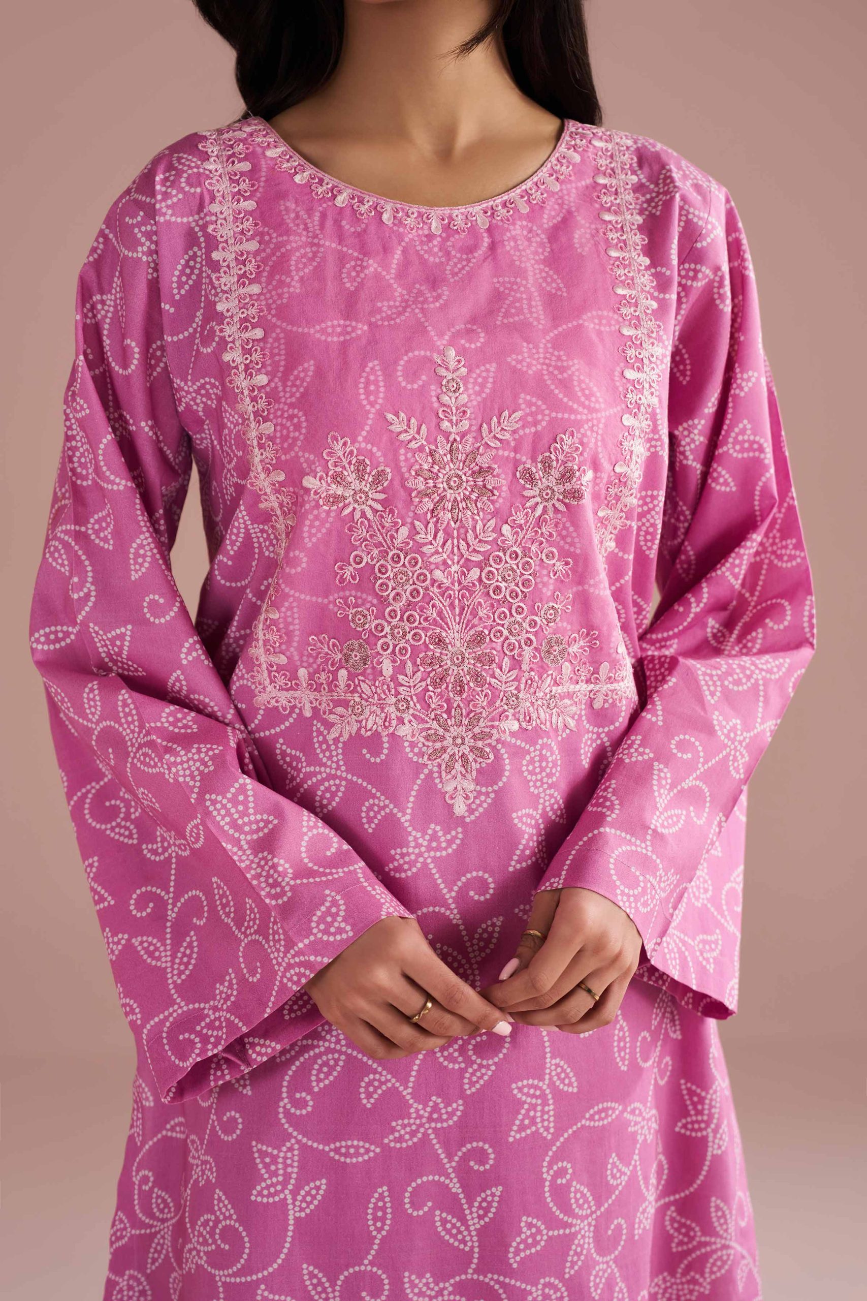 2 Piece - Printed Embroidered Suit - PE26-219 - Image 4