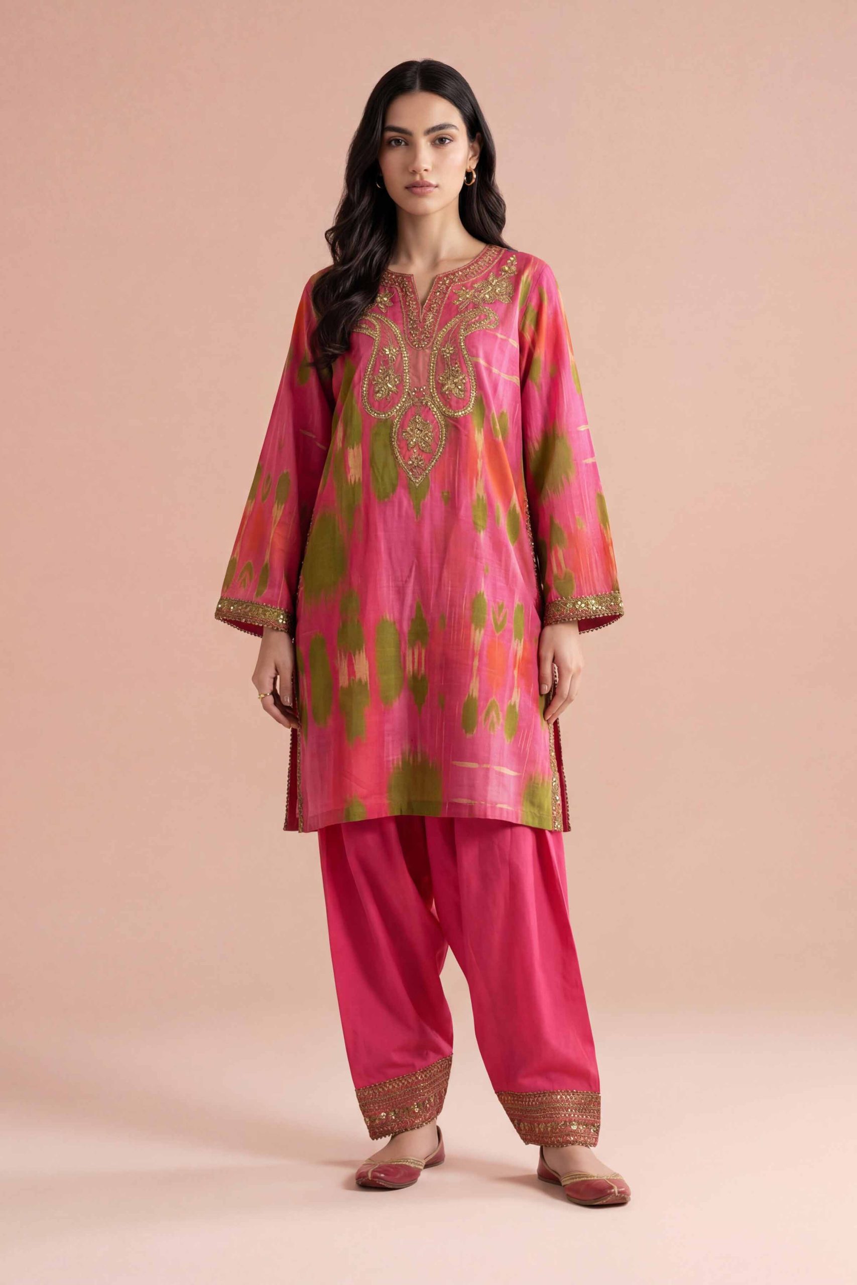 2 Piece - Printed Embroidered Suit - PE26-226 - Image 3