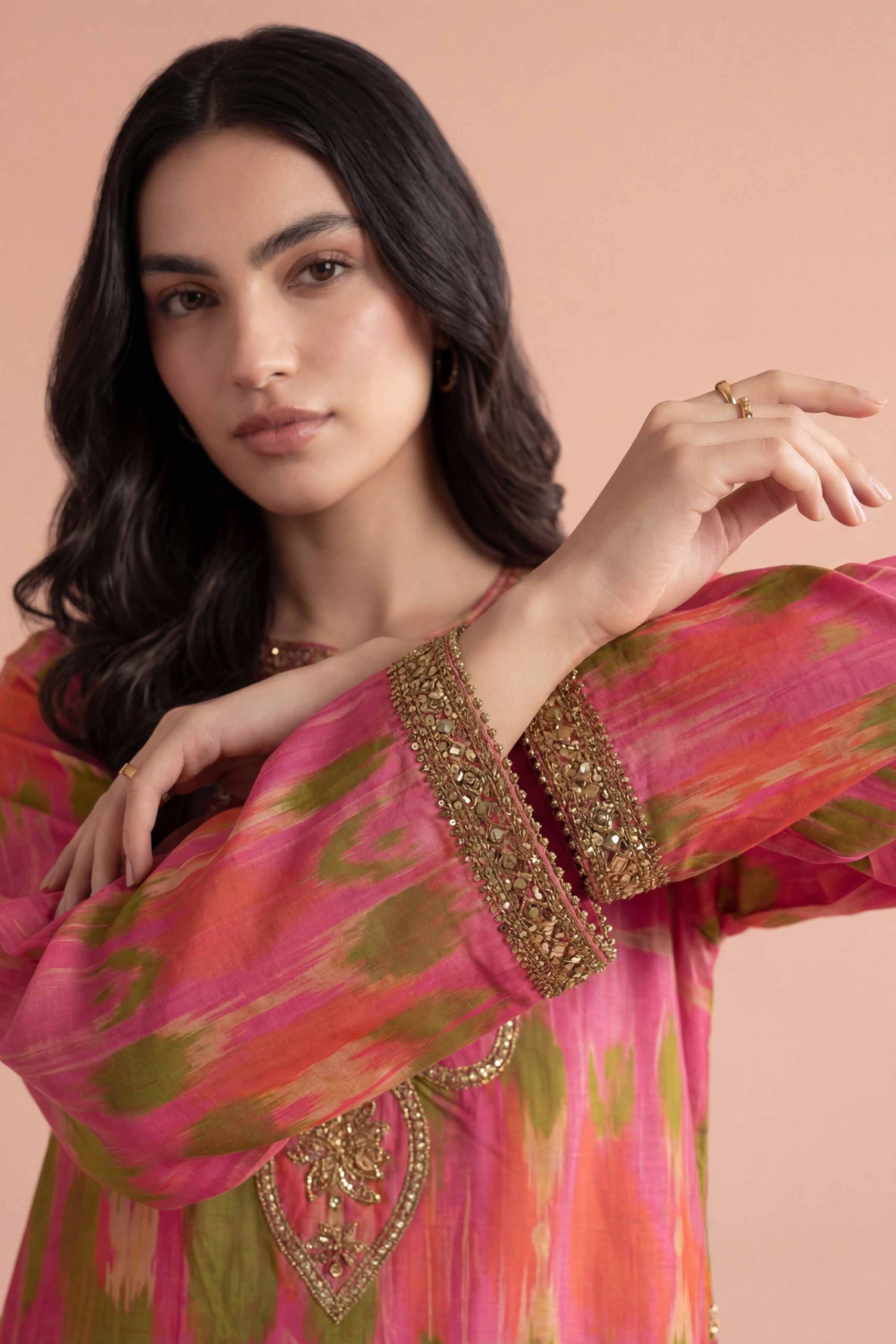 2 Piece - Printed Embroidered Suit - PE26-226 - Image 4