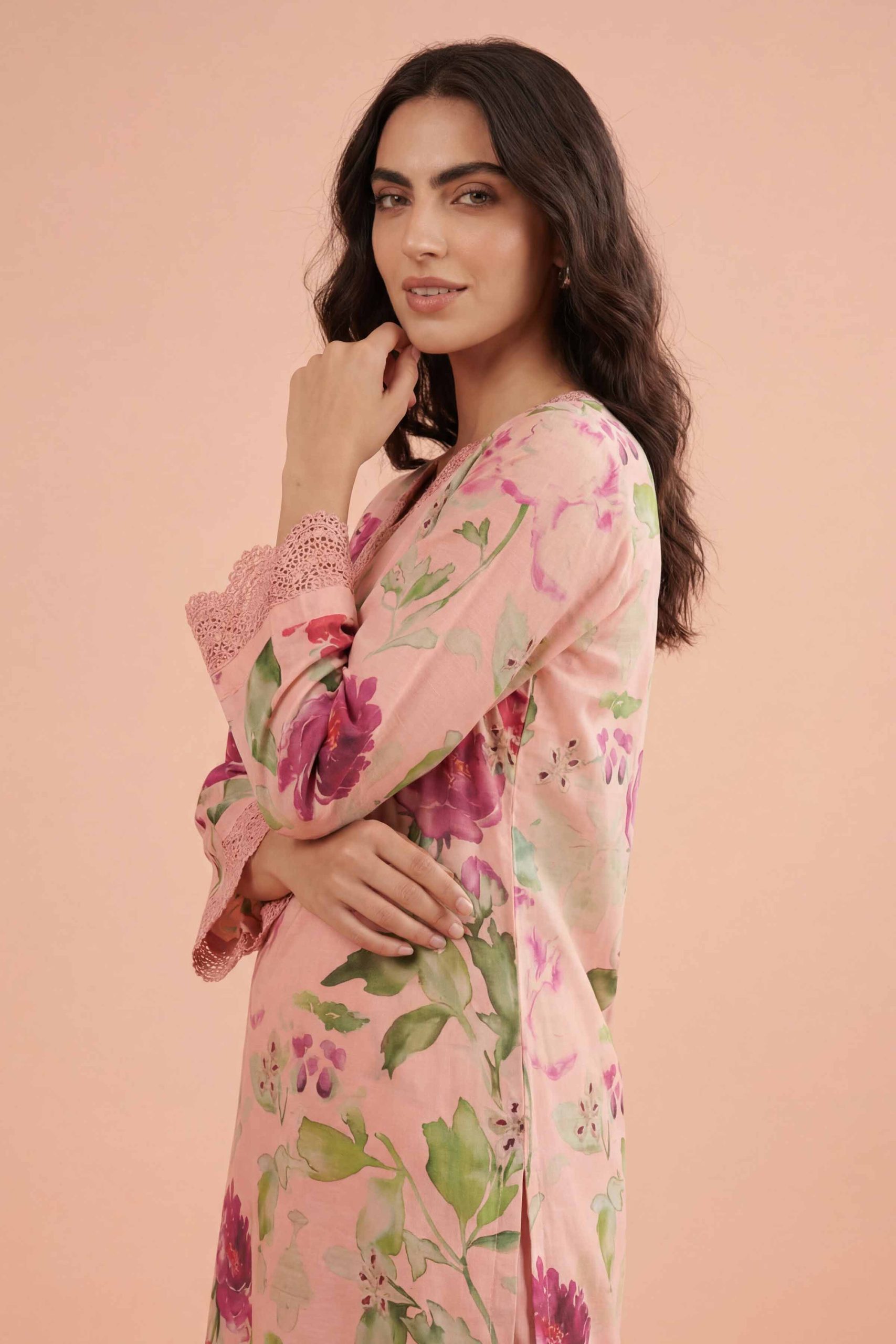 2 Piece - Printed Embroidered Suit - PE26-228 - Image 2