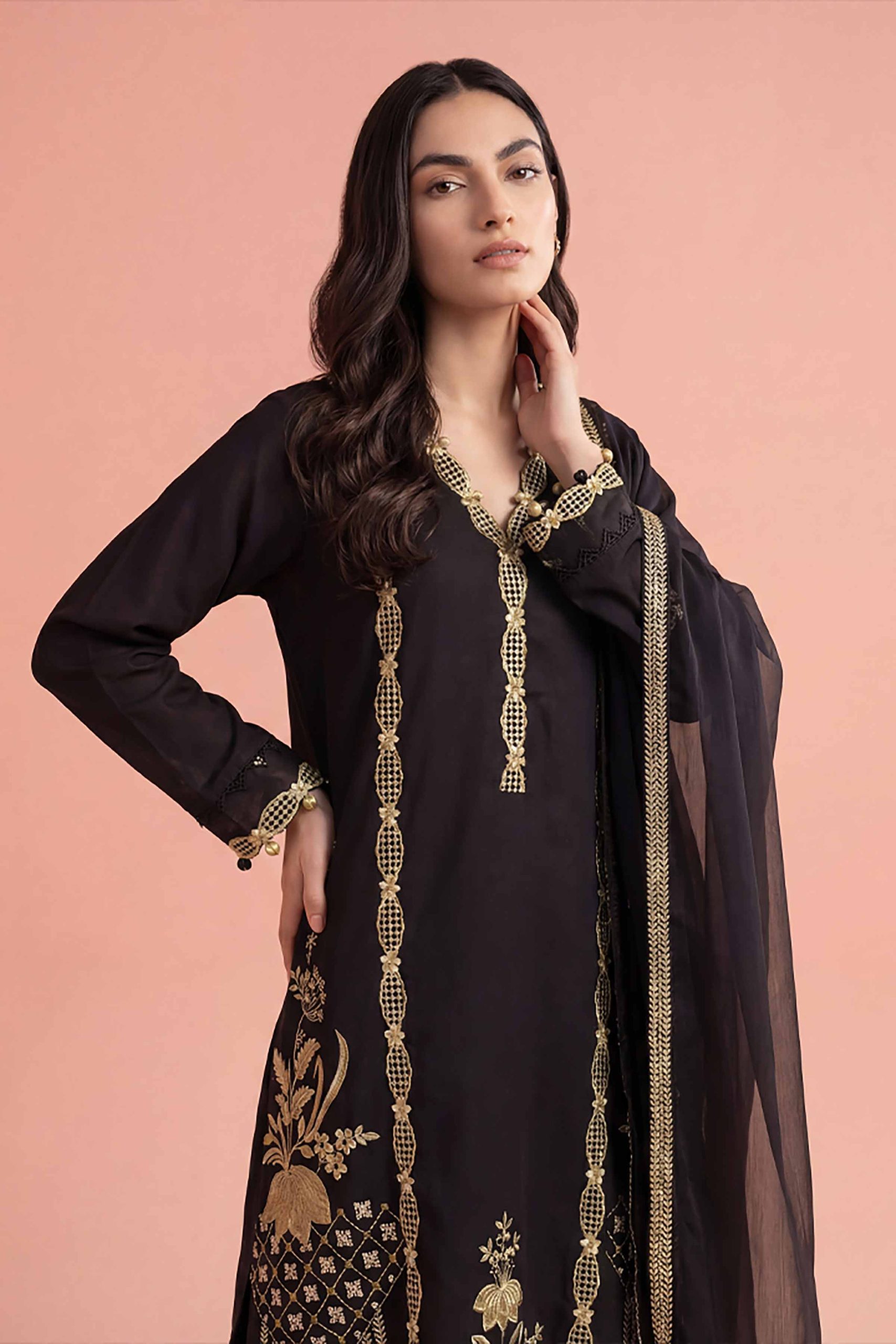 3 Piece - Embroidered Suit - PE26-294 - Image 2