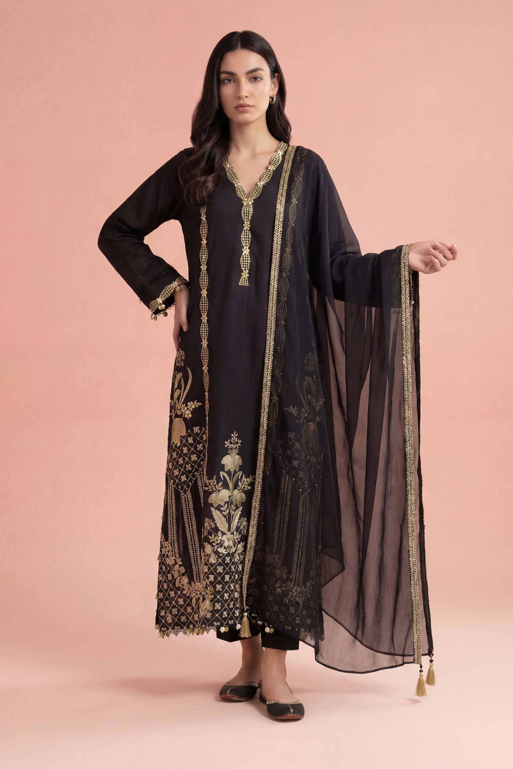 3 Piece - Embroidered Suit - PE26-294 - Image 3