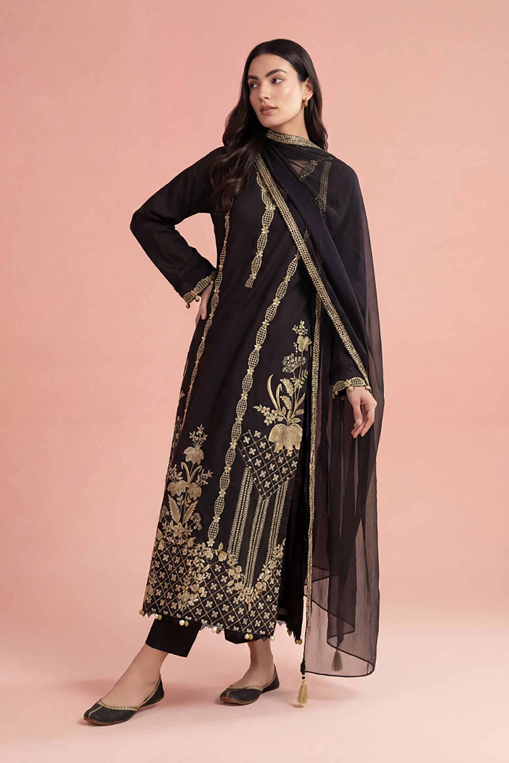 3 Piece - Embroidered Suit - PE26-294 - Image 4