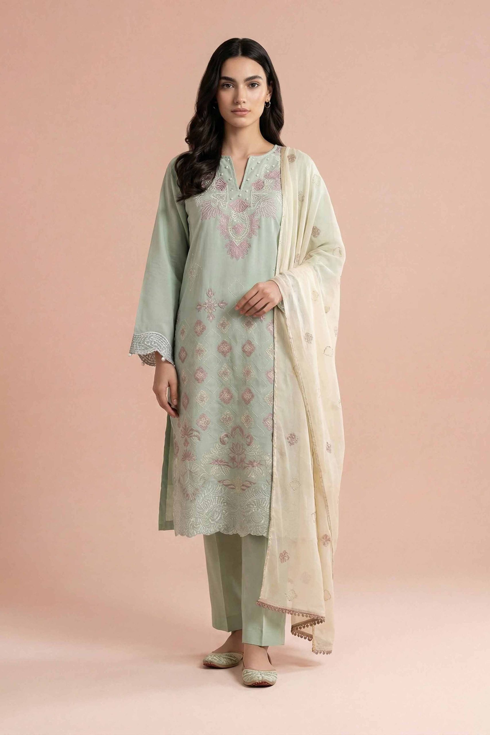 3 Piece - Embroidered Suit - PE26-298 - Image 5