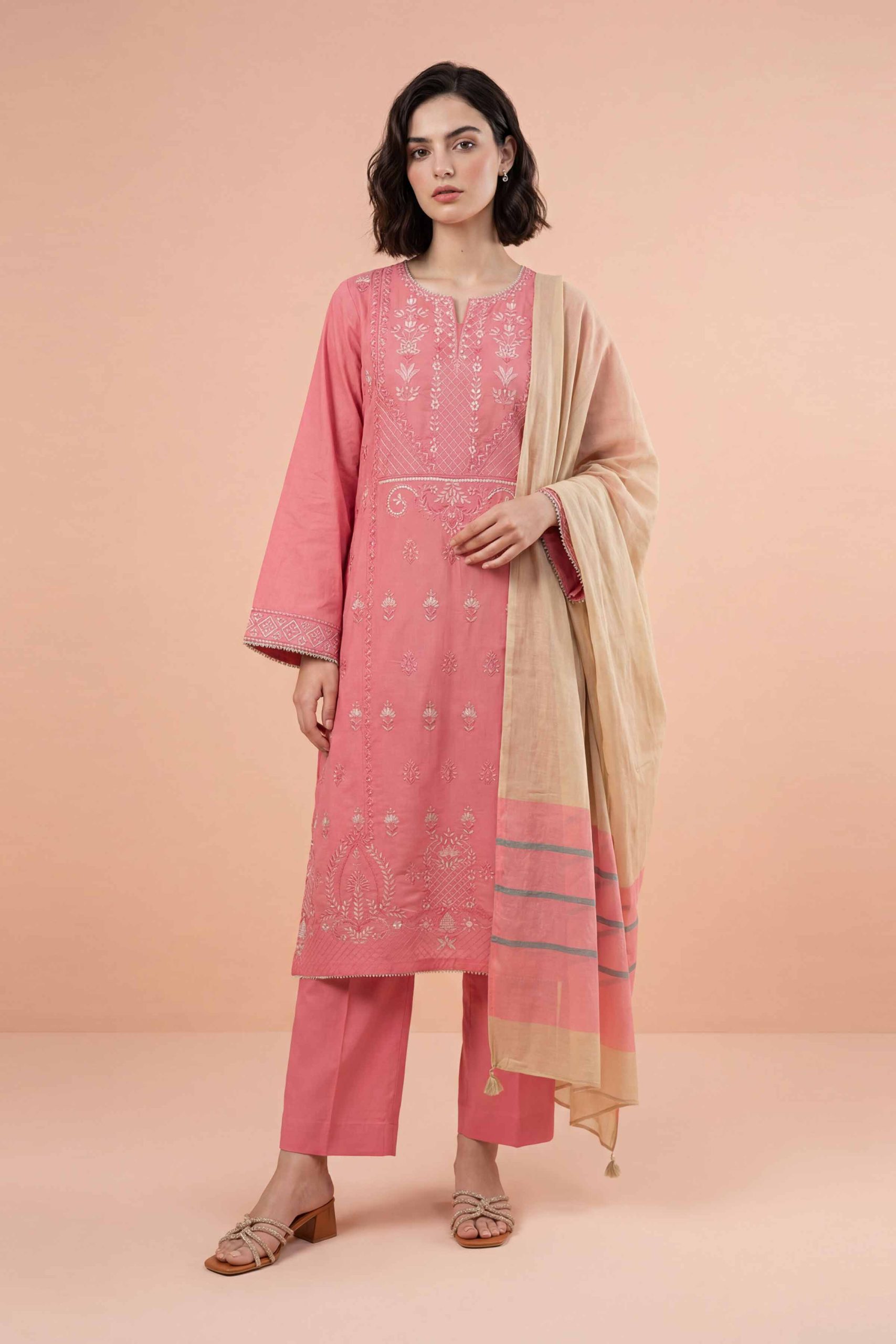 3 Piece - Embroidered Suit - PE26-312 - Image 5