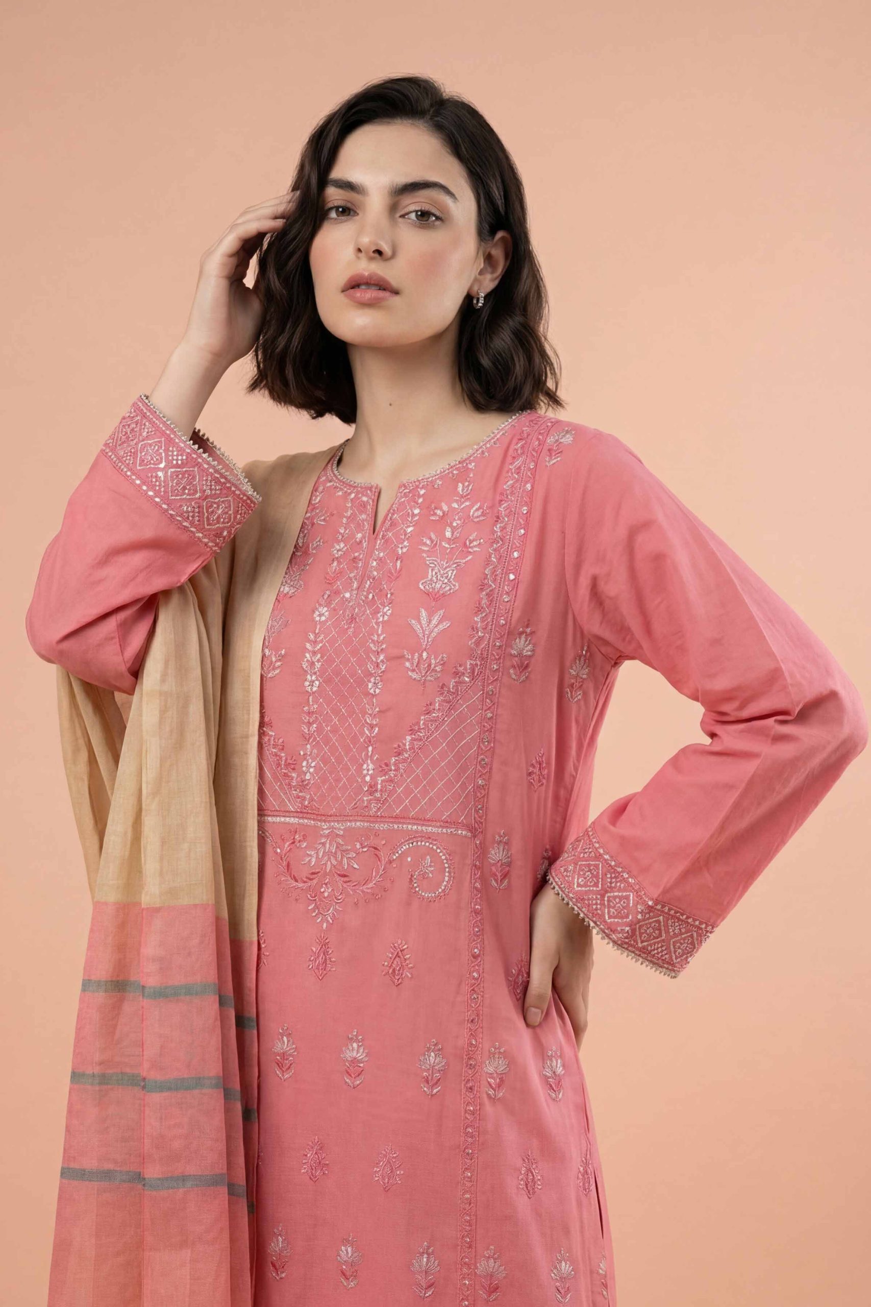 3 Piece - Embroidered Suit - PE26-312 - Image 4