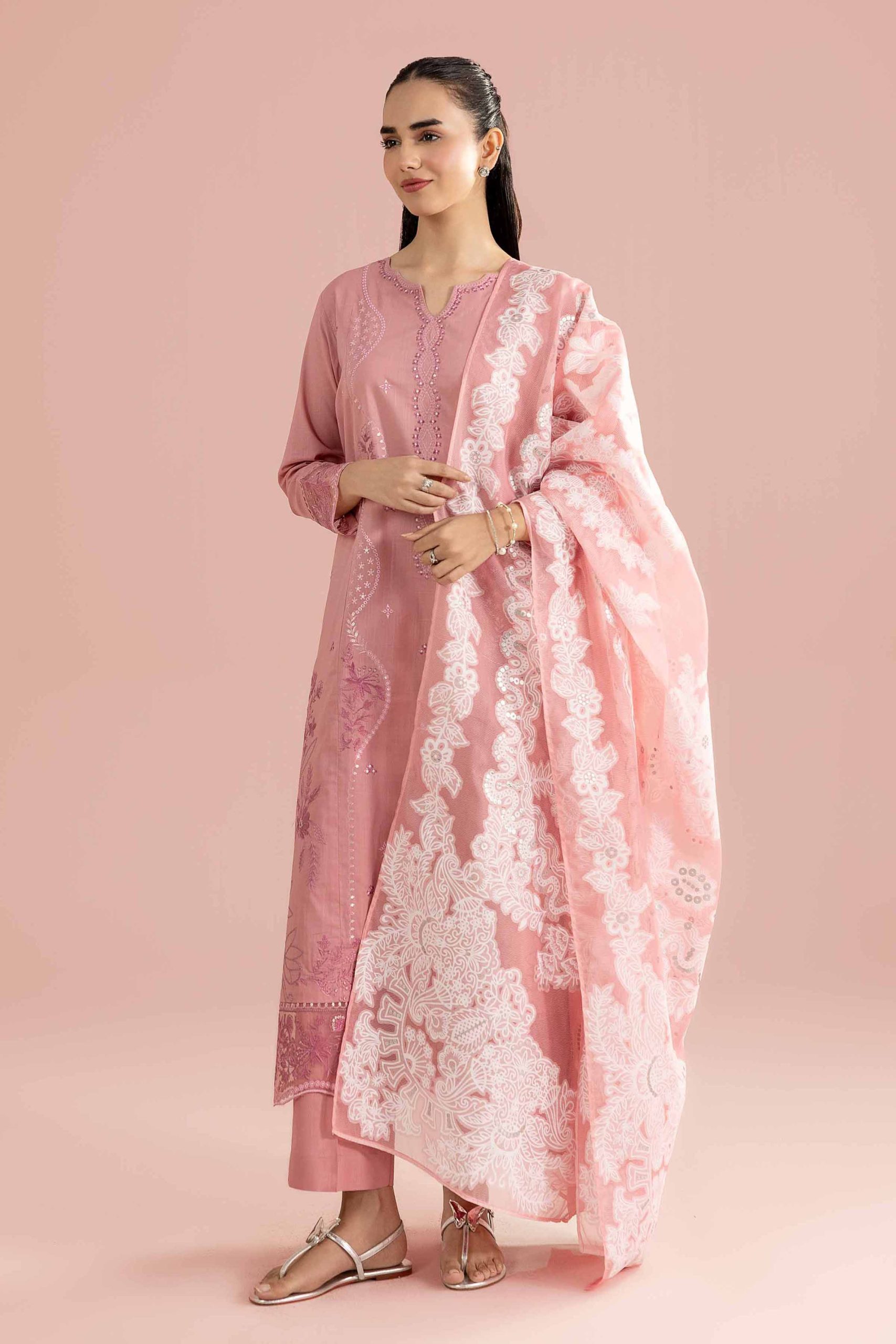 3 Piece - Embroidered Suit - PE26-315 - Image 3